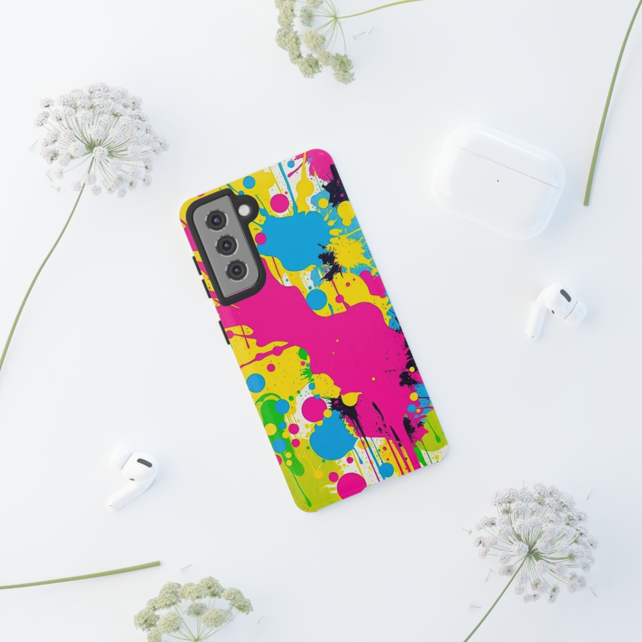 Android OR iPhone Compatible Cases - Crazy Retro Color Splash Design - Unique Tough Cases