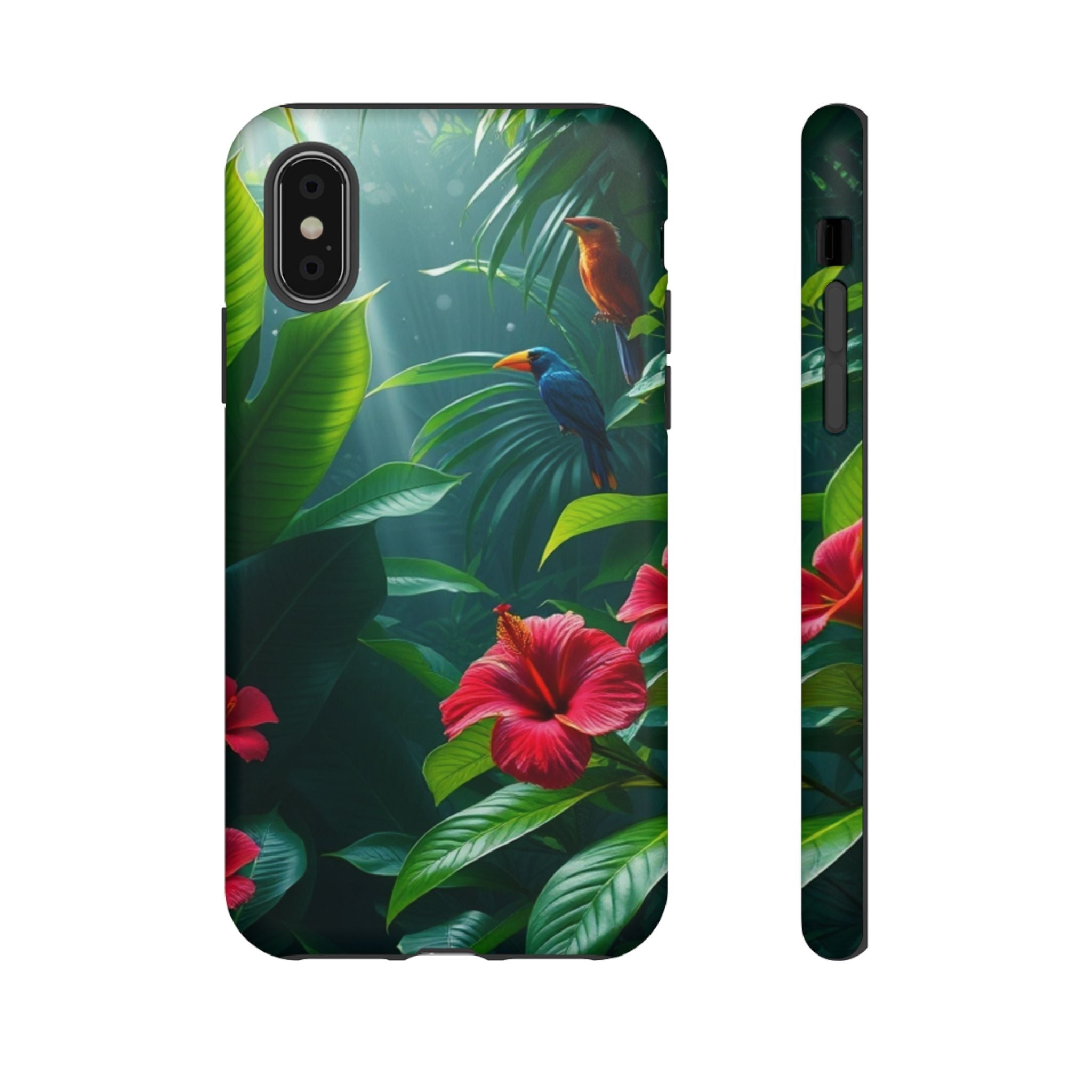 Android OR iPhone Compatible Cases - Tropical Flower & Bird Design - Unique Tough Cases