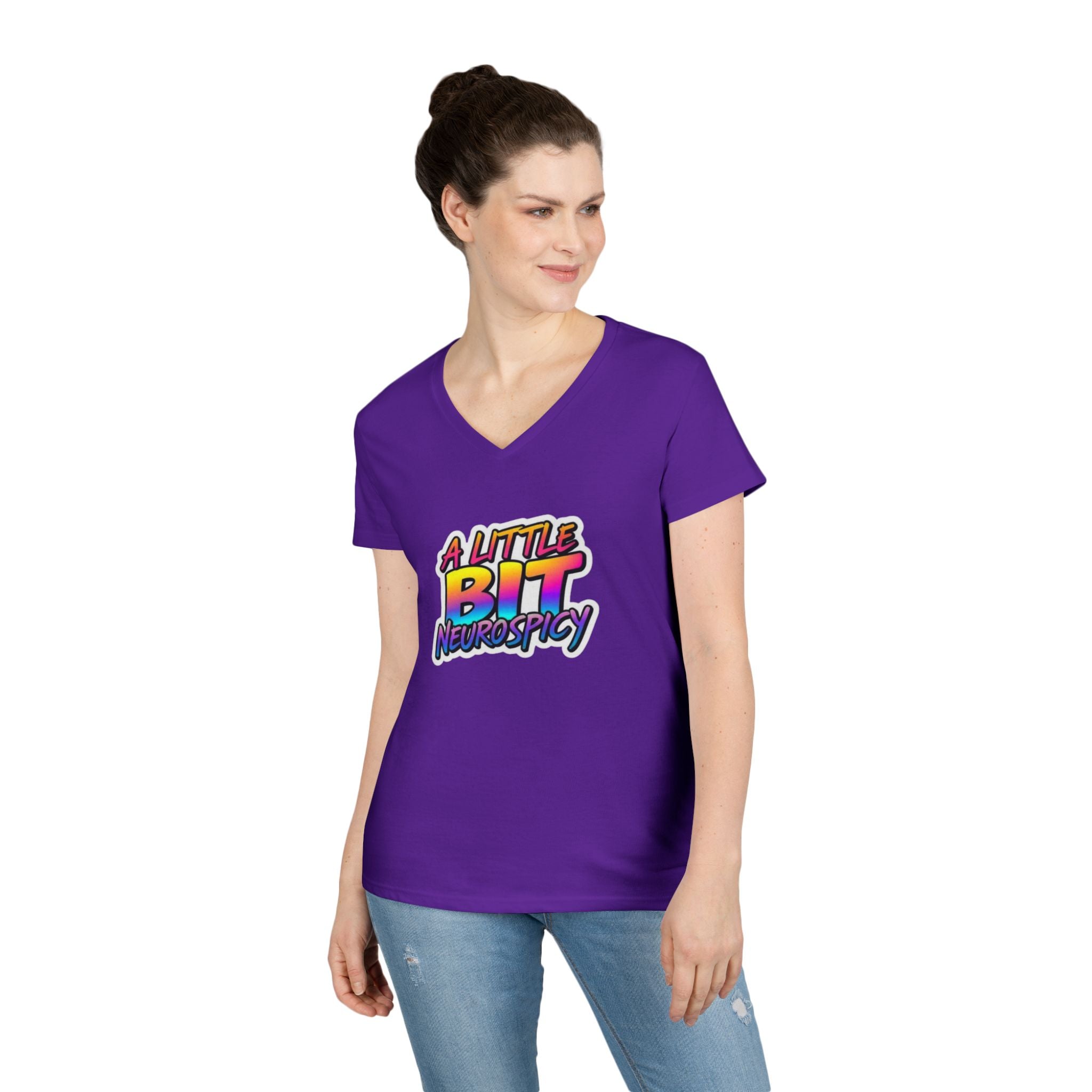 Neurospicy Ladies' V-Neck T-Shirt - Neurodivergent Awareness Design
