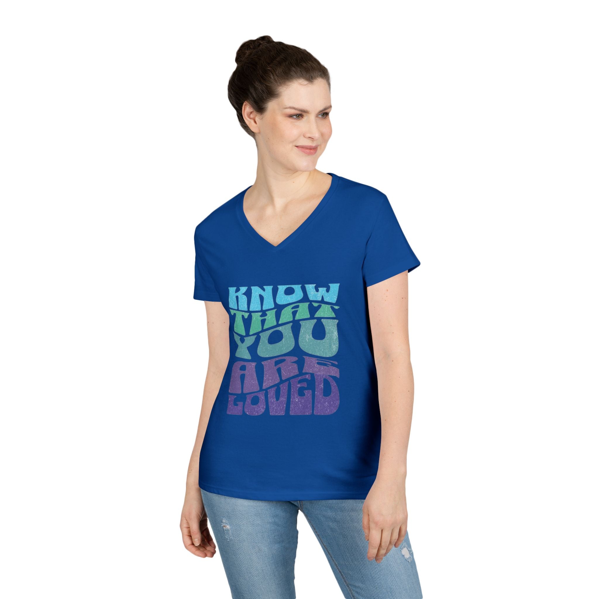 V-Neck T-Shirt - Know That You Are Loved Vintage Design