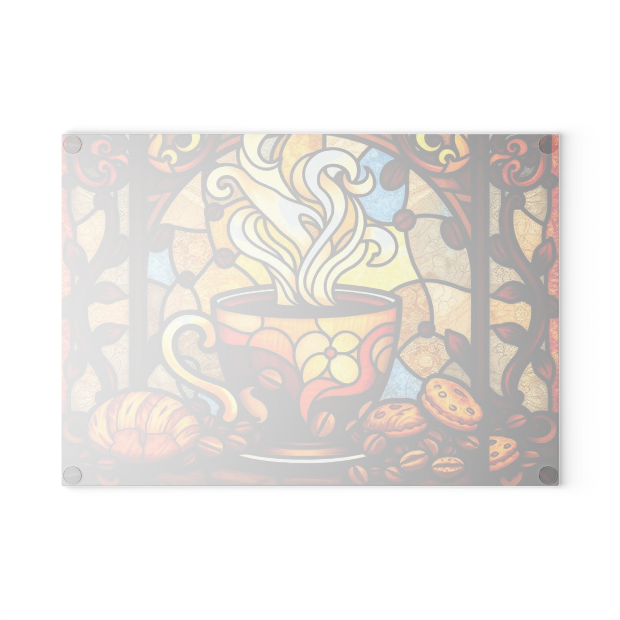 Colorful Stained Glass Coffee & Cake Cutting Board - Perfect for Home Chefs & Gifting