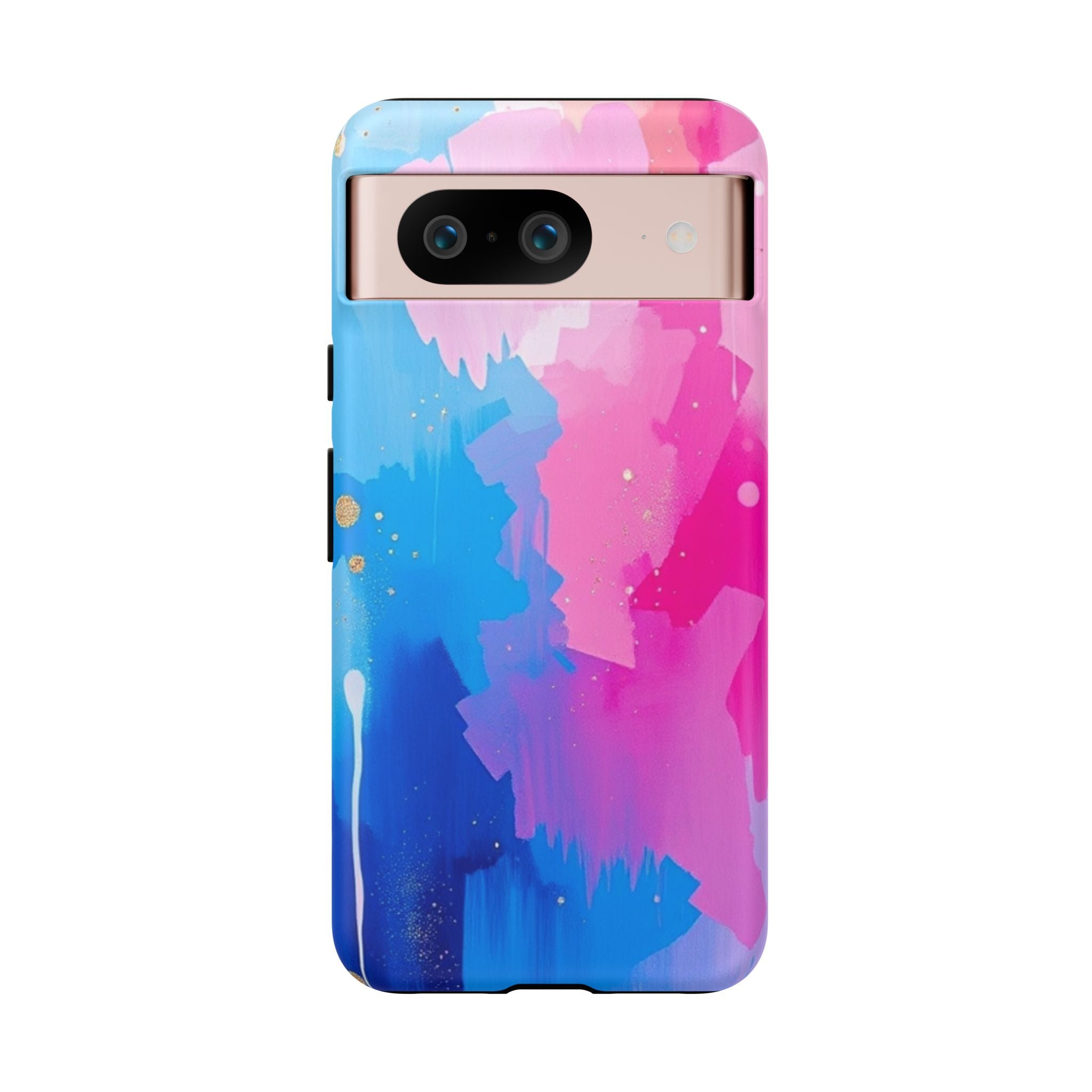 Android OR iPhone Compatible Cases - Pink and Blue Color Splash Design