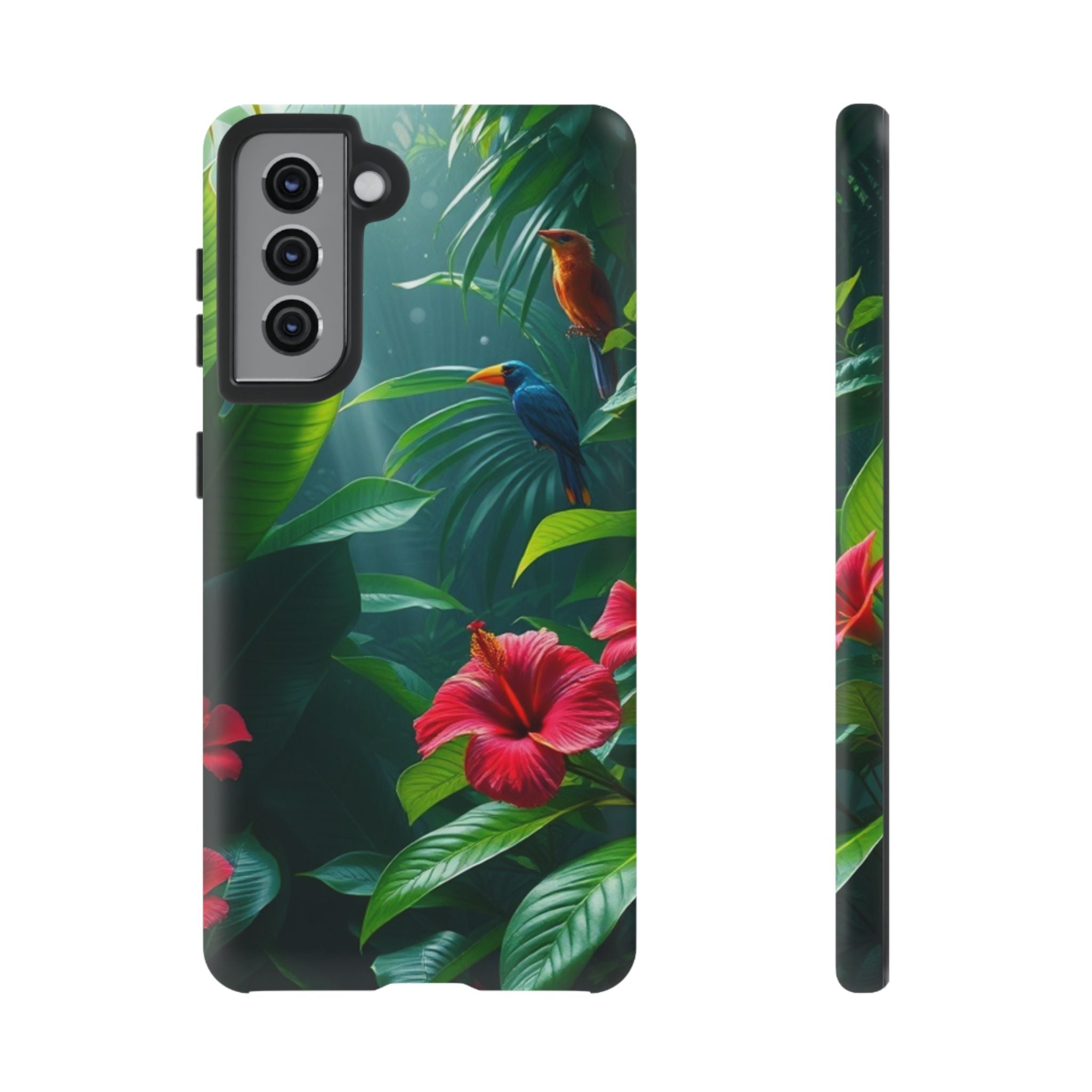 Android OR iPhone Compatible Cases - Tropical Flower & Bird Design - Unique Tough Cases