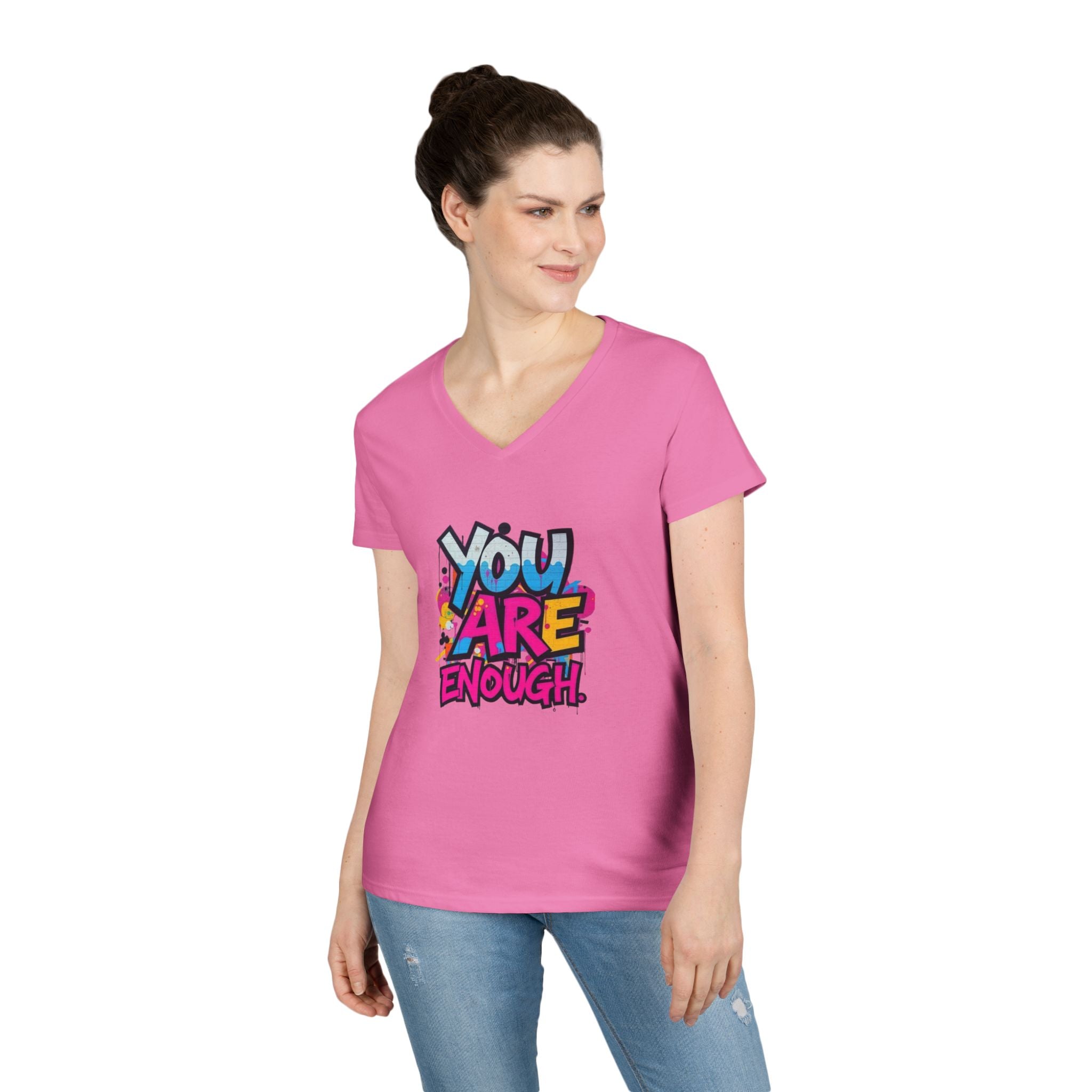 You Are Enough Ladies' V-Neck T-Shirt - Inspirational Graphic Tee