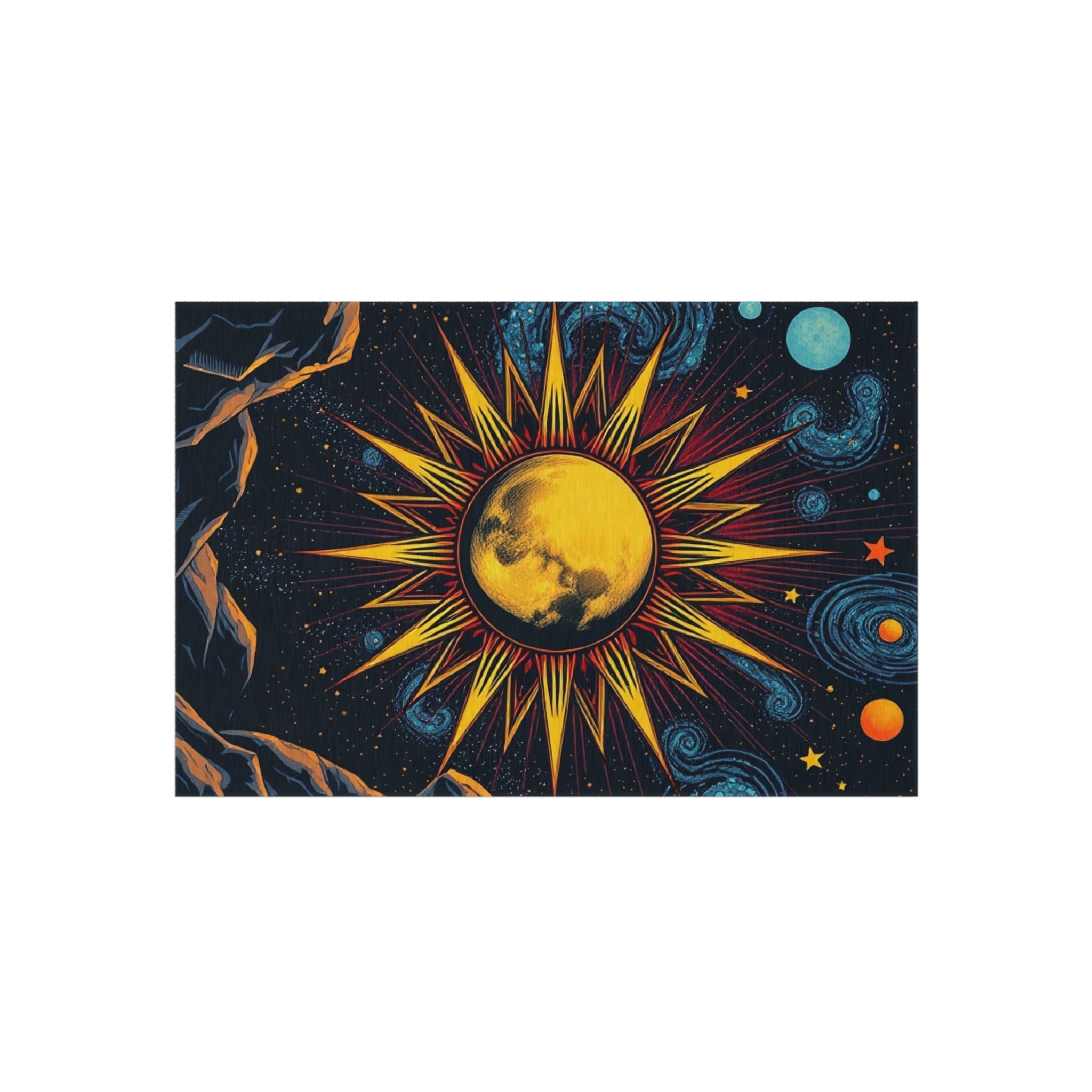 Cosmic Moon and Sun Outdoor Rug - Colorful Decorative Mat for Patios & Gardens
