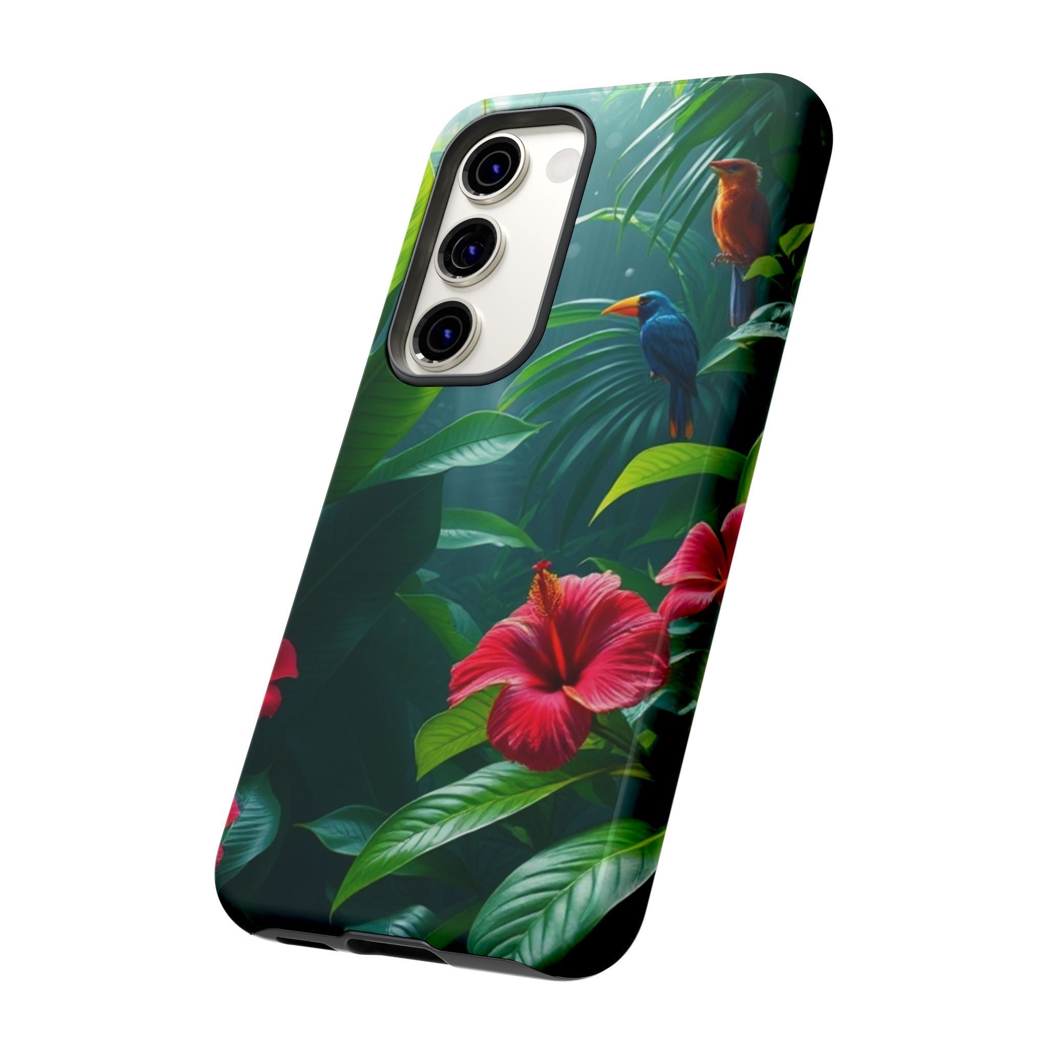 Android OR iPhone Compatible Cases - Tropical Flower & Bird Design - Unique Tough Cases