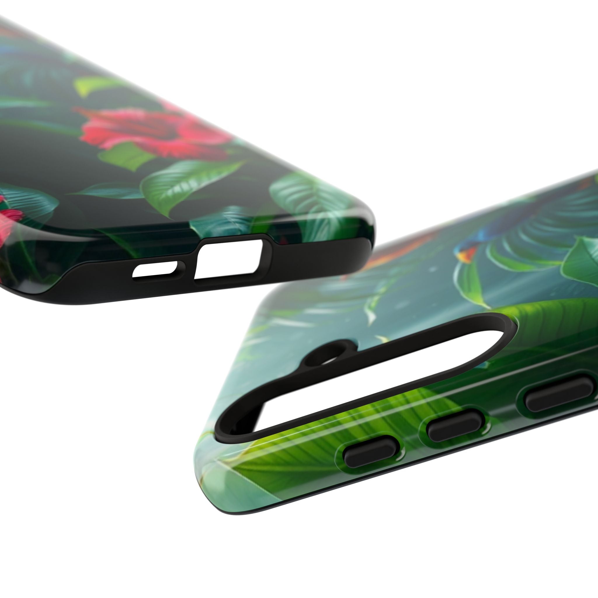 Android OR iPhone Compatible Cases - Tropical Flower & Bird Design - Unique Tough Cases
