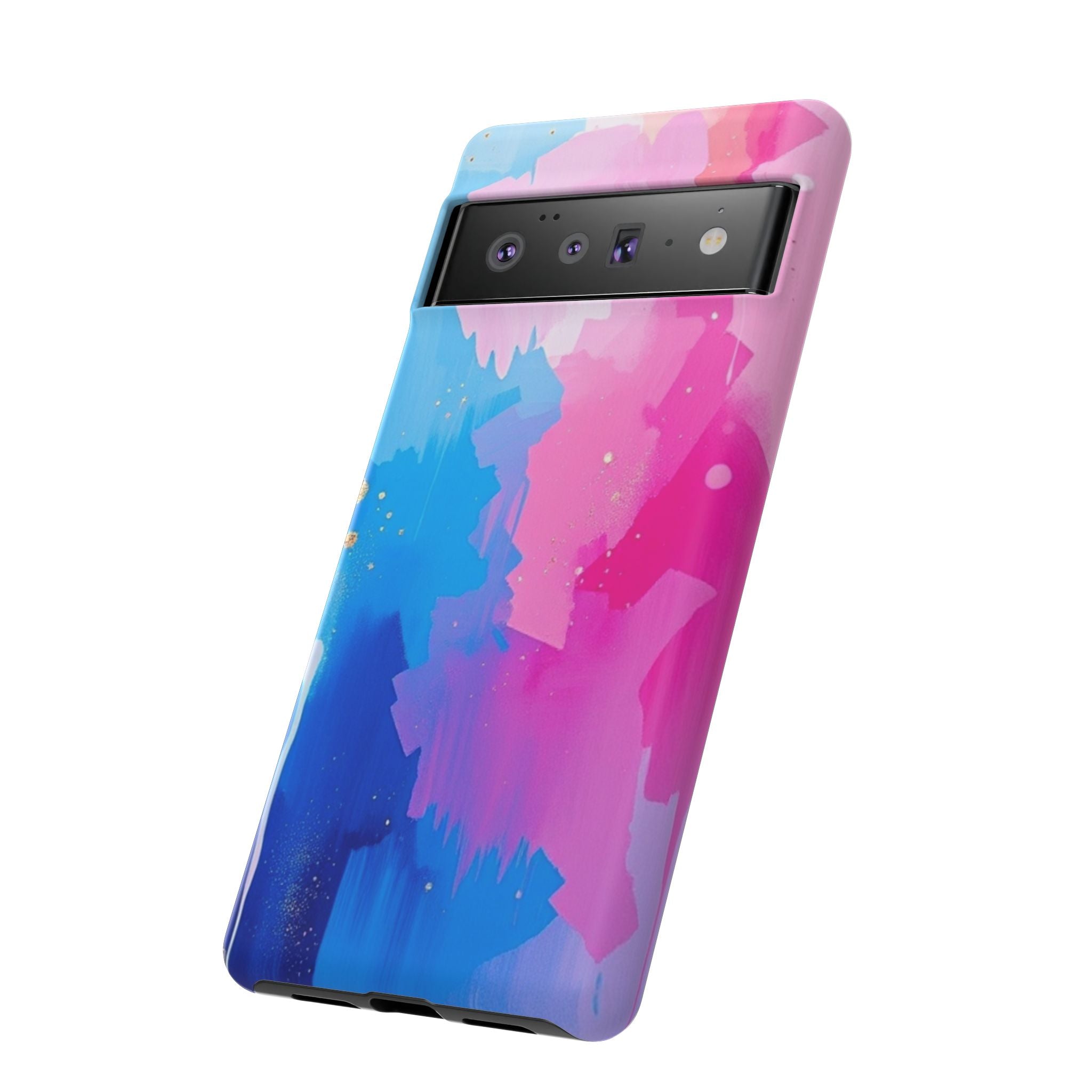 Android OR iPhone Compatible Cases - Pink and Blue Color Splash Design