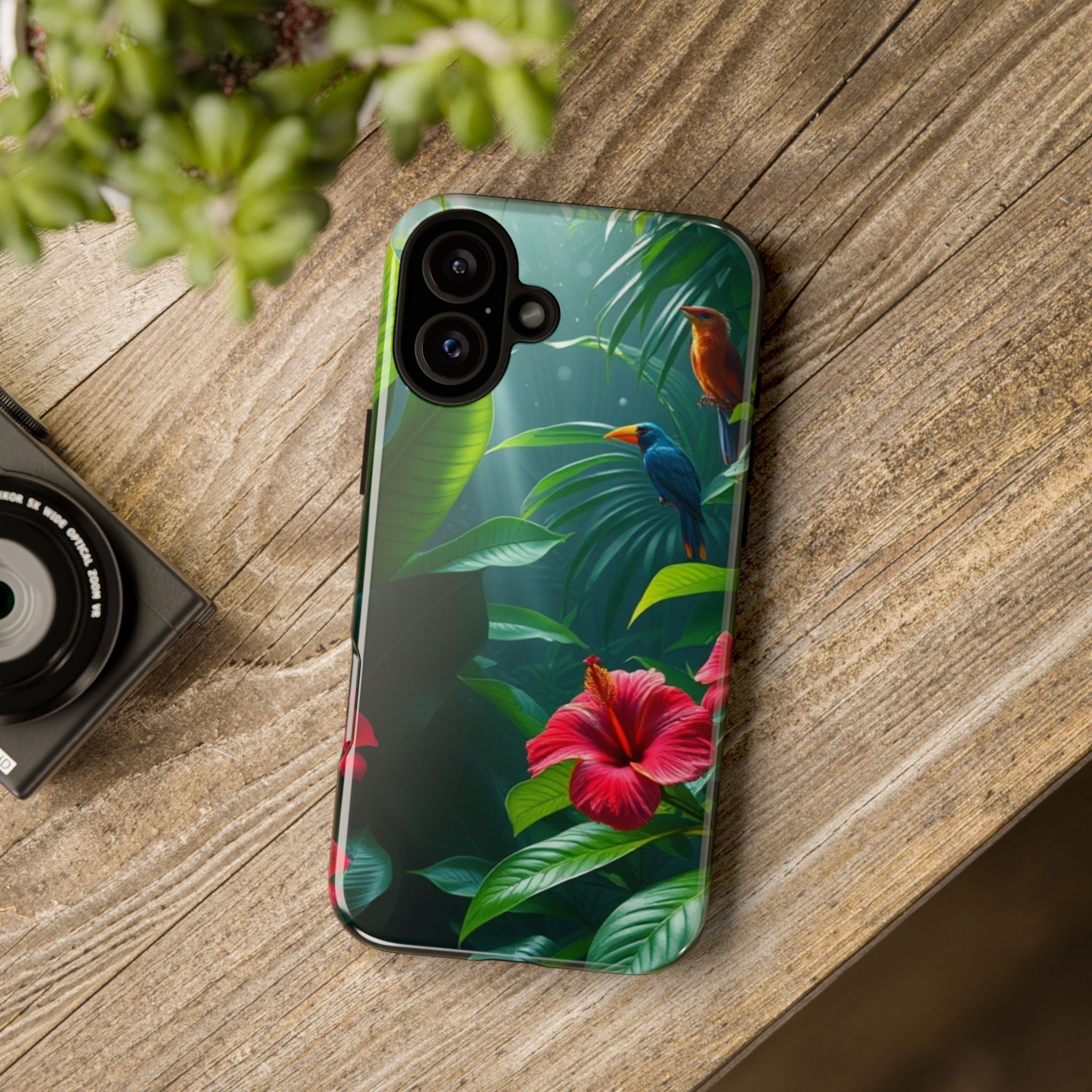Android OR iPhone Compatible Cases - Tropical Flower & Bird Design - Unique Tough Cases
