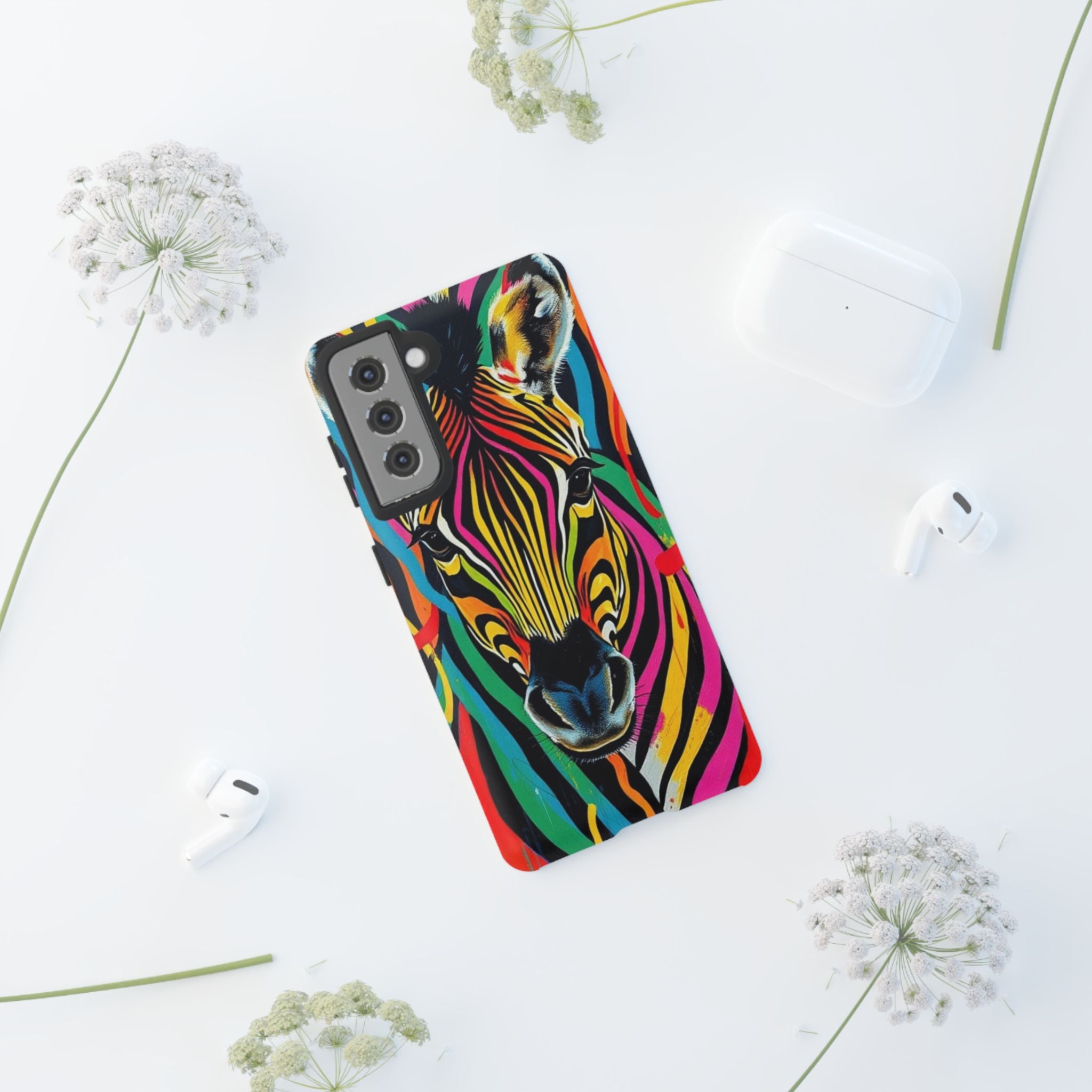 Android OR iPhone Compatible Cases - Rainbow Zebra Design - Unique Tough Cases