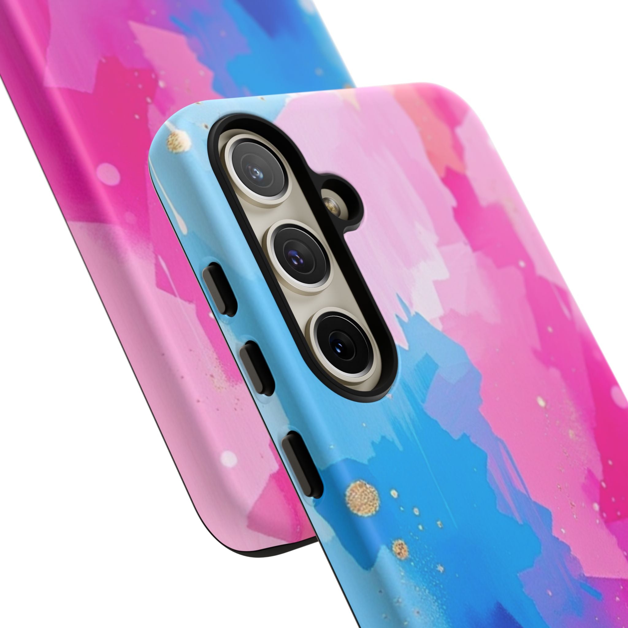 Android OR iPhone Compatible Cases - Pink and Blue Color Splash Design