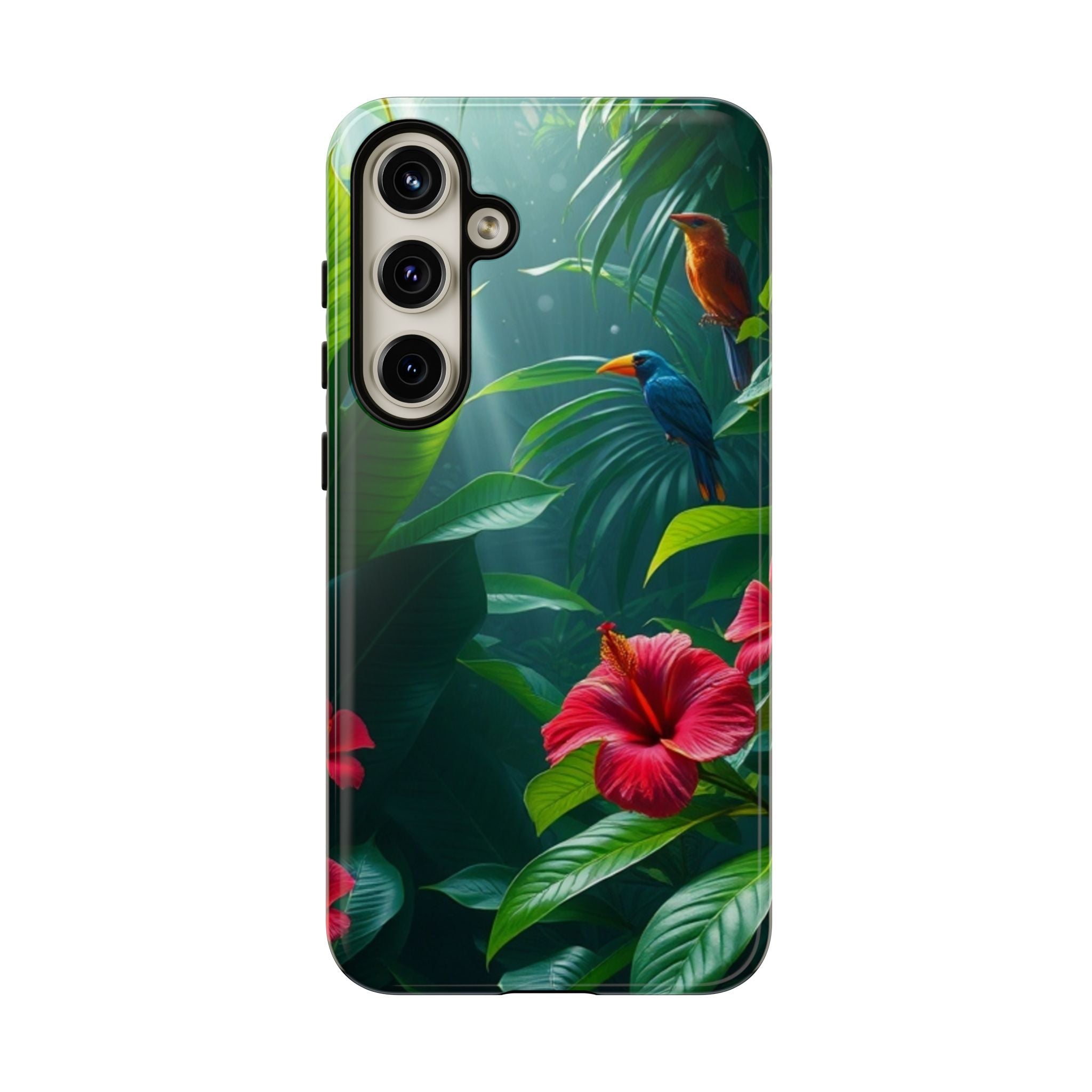 Android OR iPhone Compatible Cases - Tropical Flower & Bird Design - Unique Tough Cases