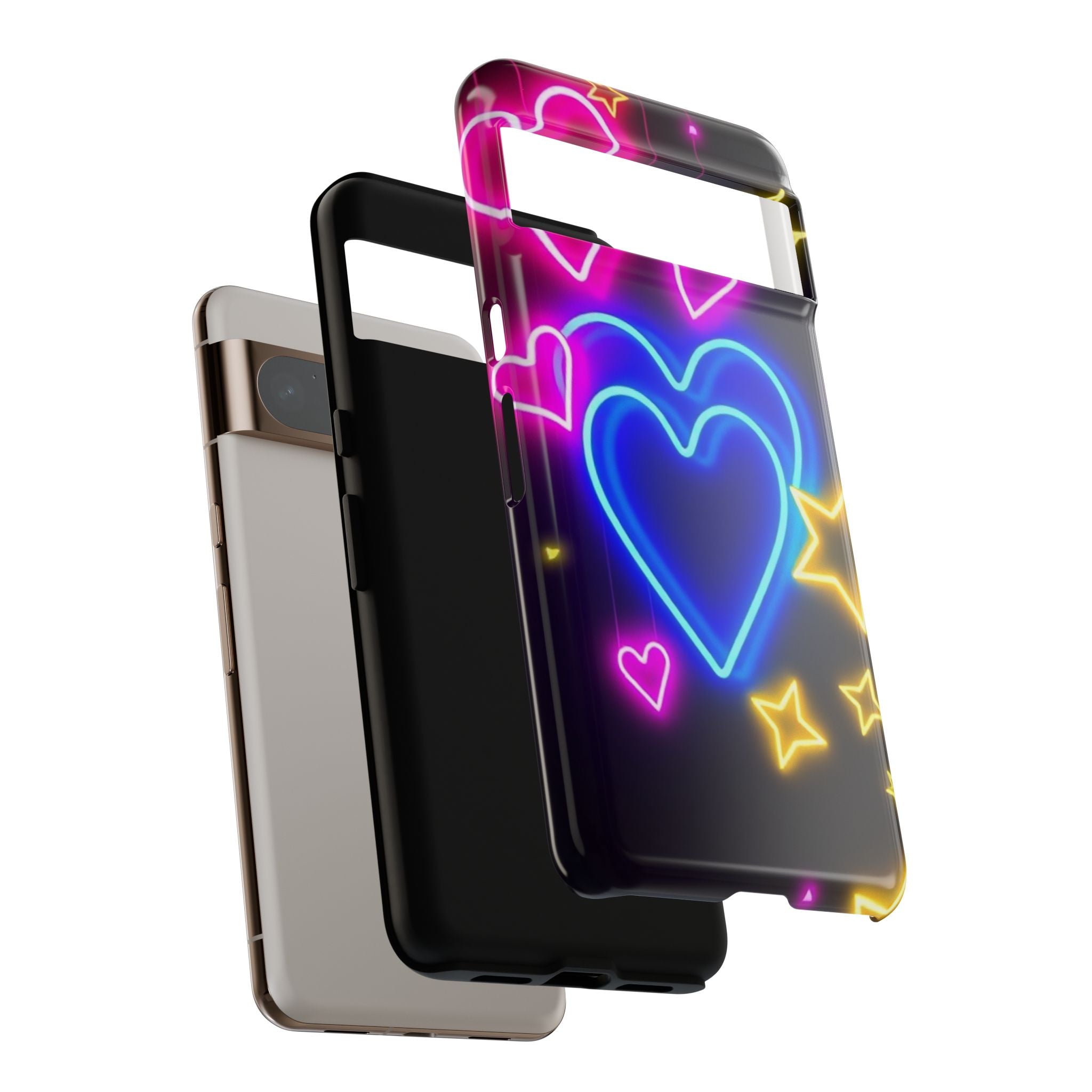 Android OR iPhone Compatible Cases - Neon Love Design - Unique Tough Cases