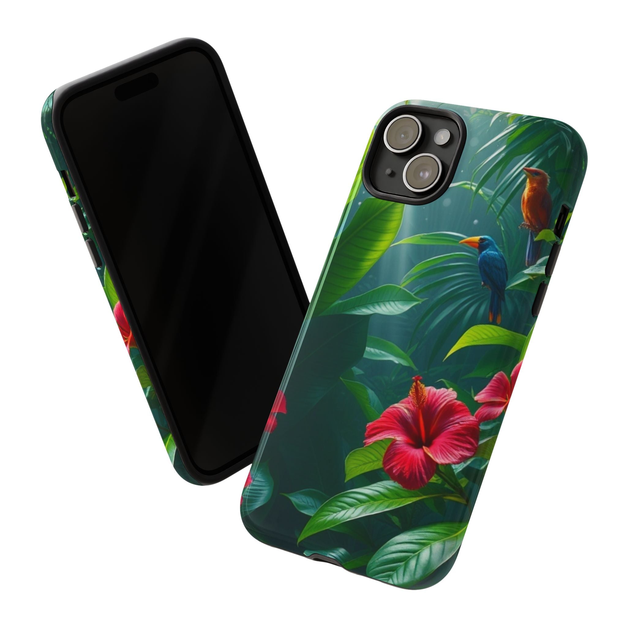 Android OR iPhone Compatible Cases - Tropical Flower & Bird Design - Unique Tough Cases