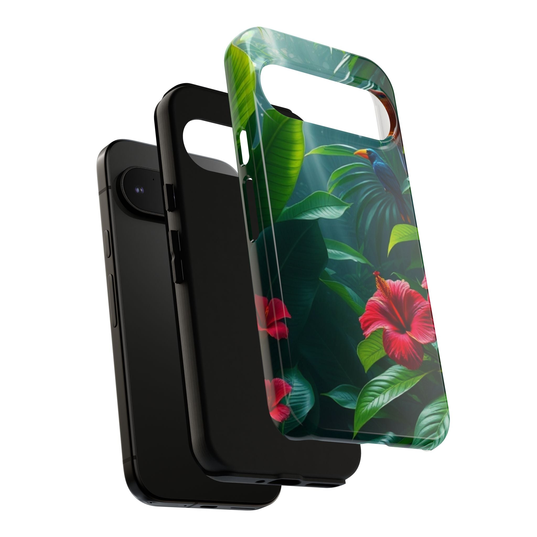 Android OR iPhone Compatible Cases - Tropical Flower & Bird Design - Unique Tough Cases