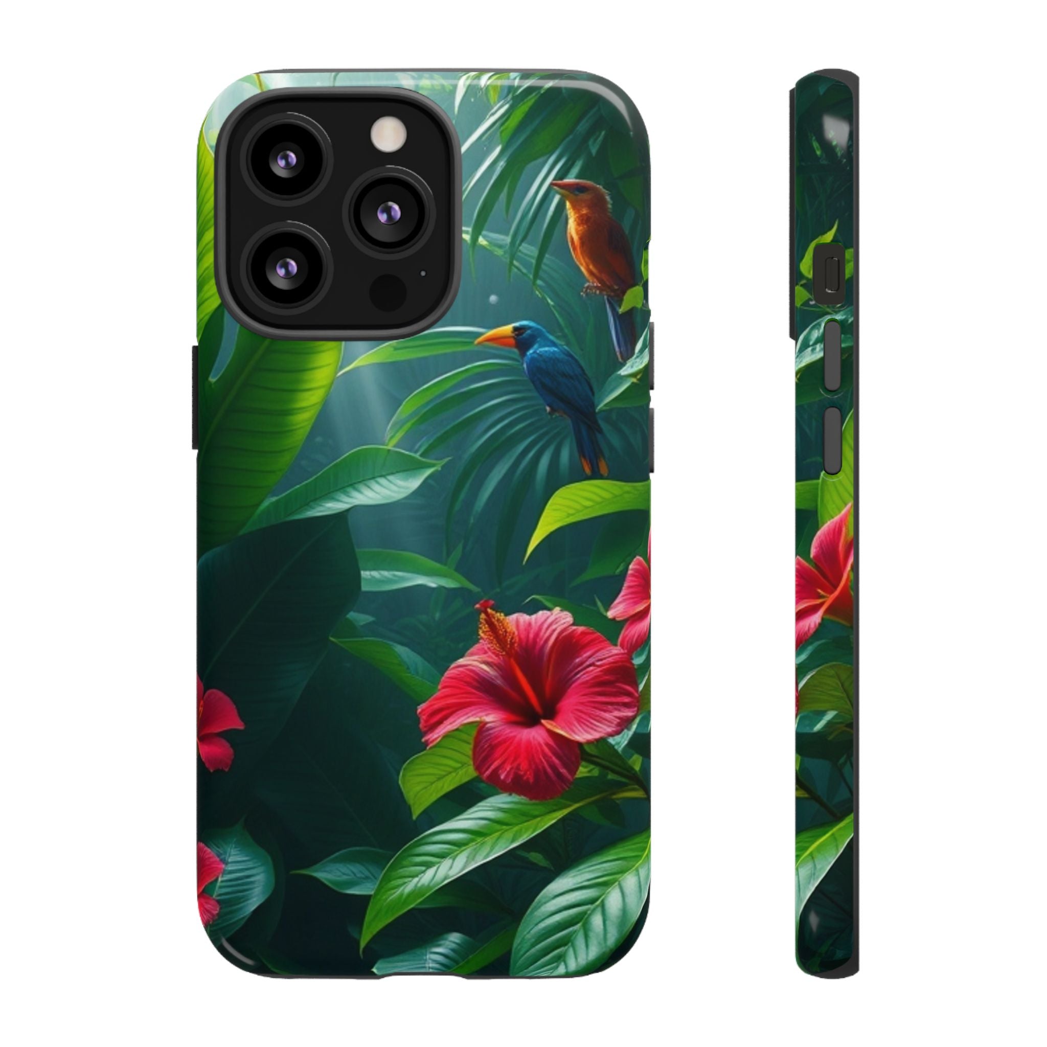 Android OR iPhone Compatible Cases - Tropical Flower & Bird Design - Unique Tough Cases