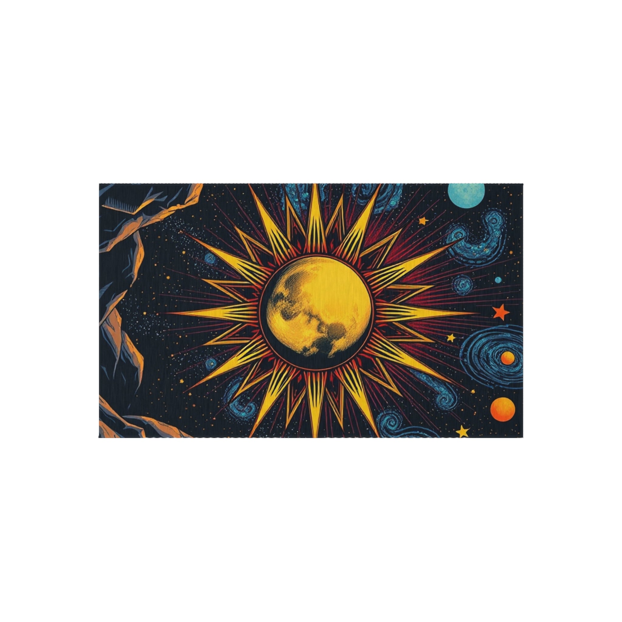 Cosmic Moon and Sun Outdoor Rug - Colorful Decorative Mat for Patios & Gardens