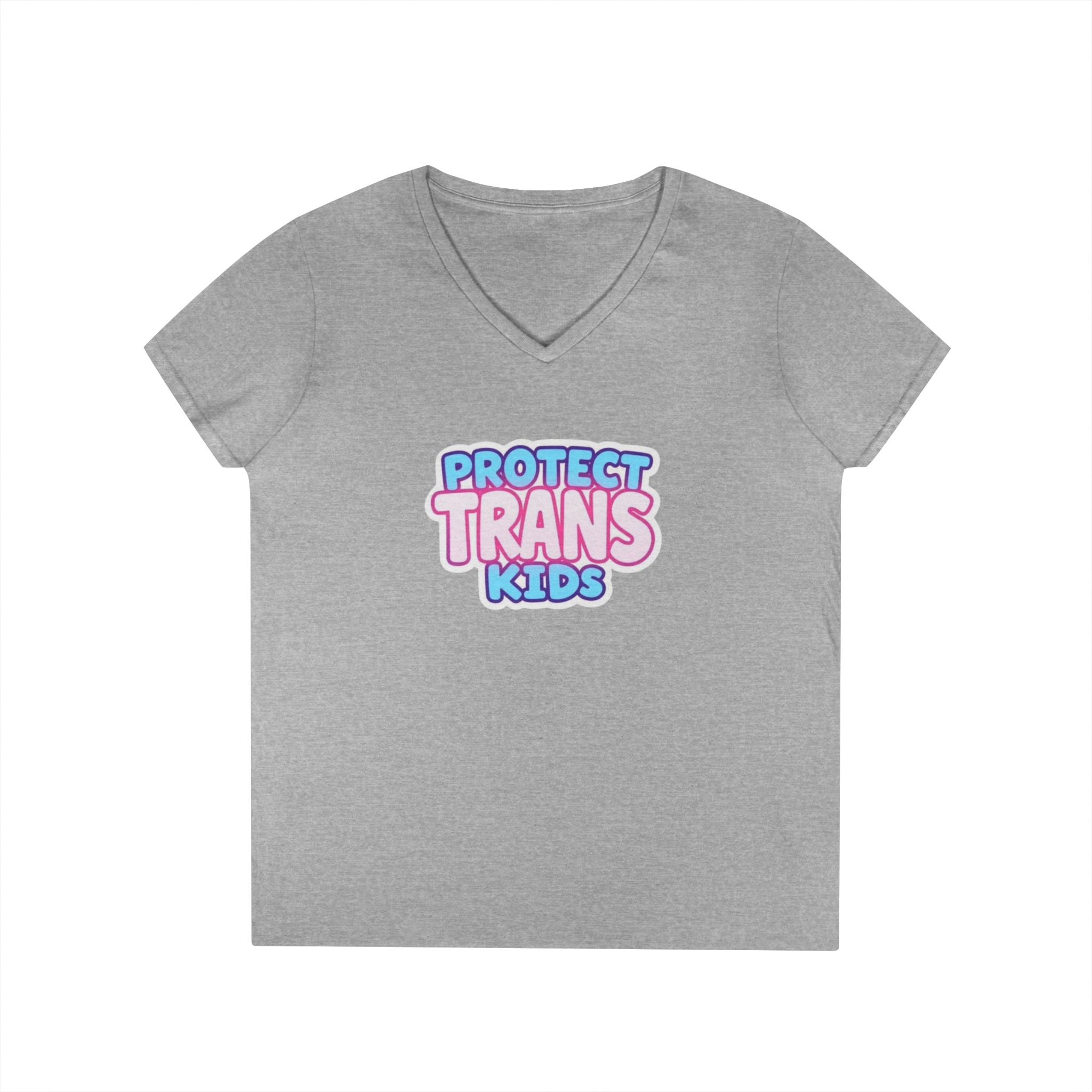 Protect Trans Kids Ladies' V-Neck T-Shirt - Supportive & Stylish Pride Apparel