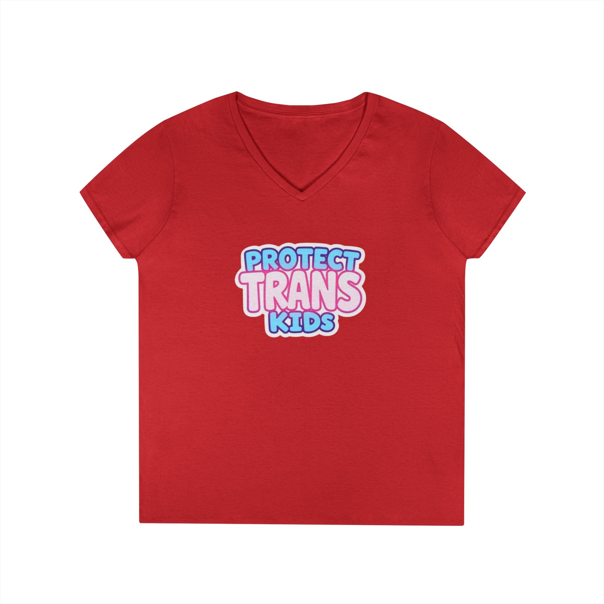 Protect Trans Kids Ladies' V-Neck T-Shirt - Supportive & Stylish Pride Apparel