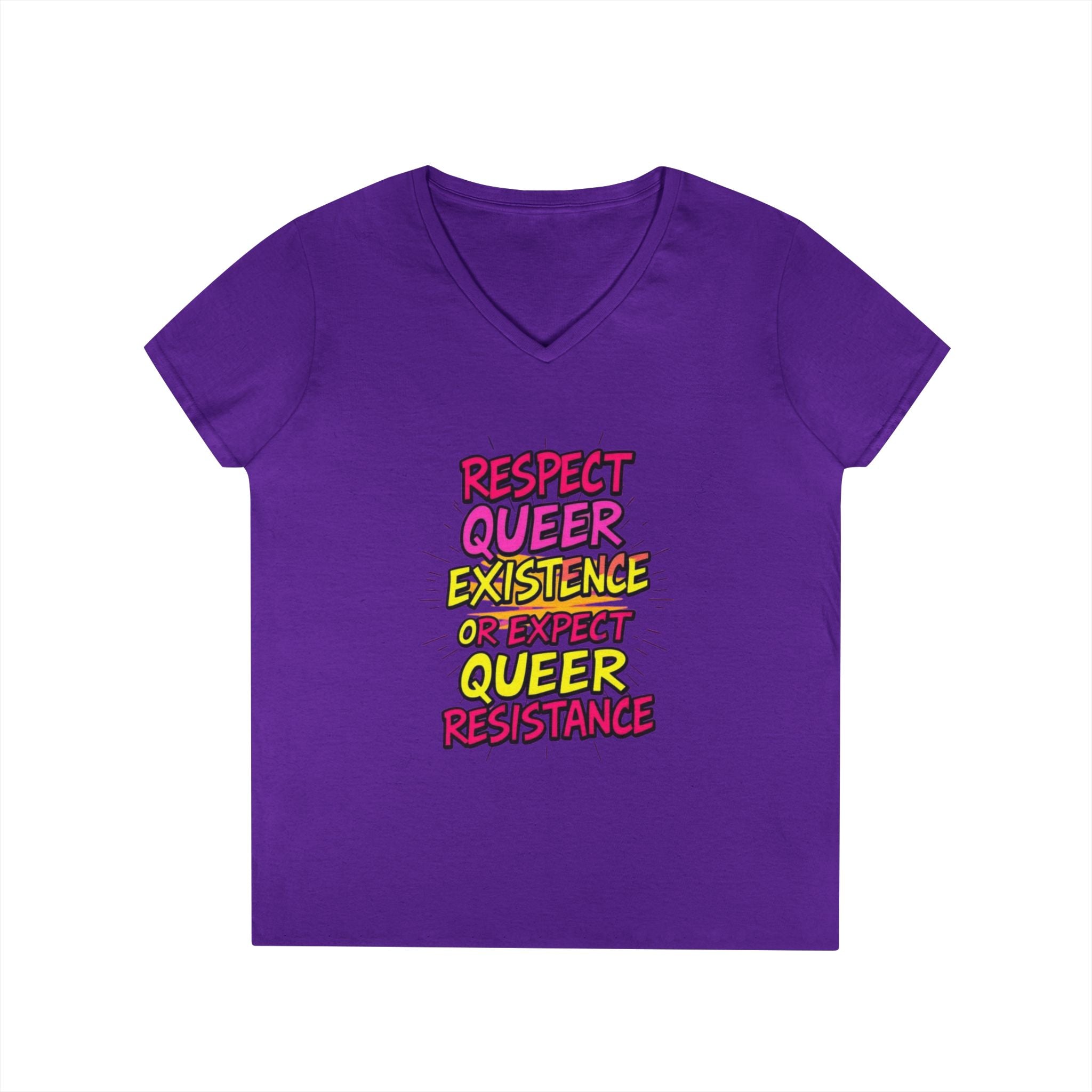 Respect Queer Existence V-Neck T-Shirt for Pride and Equality