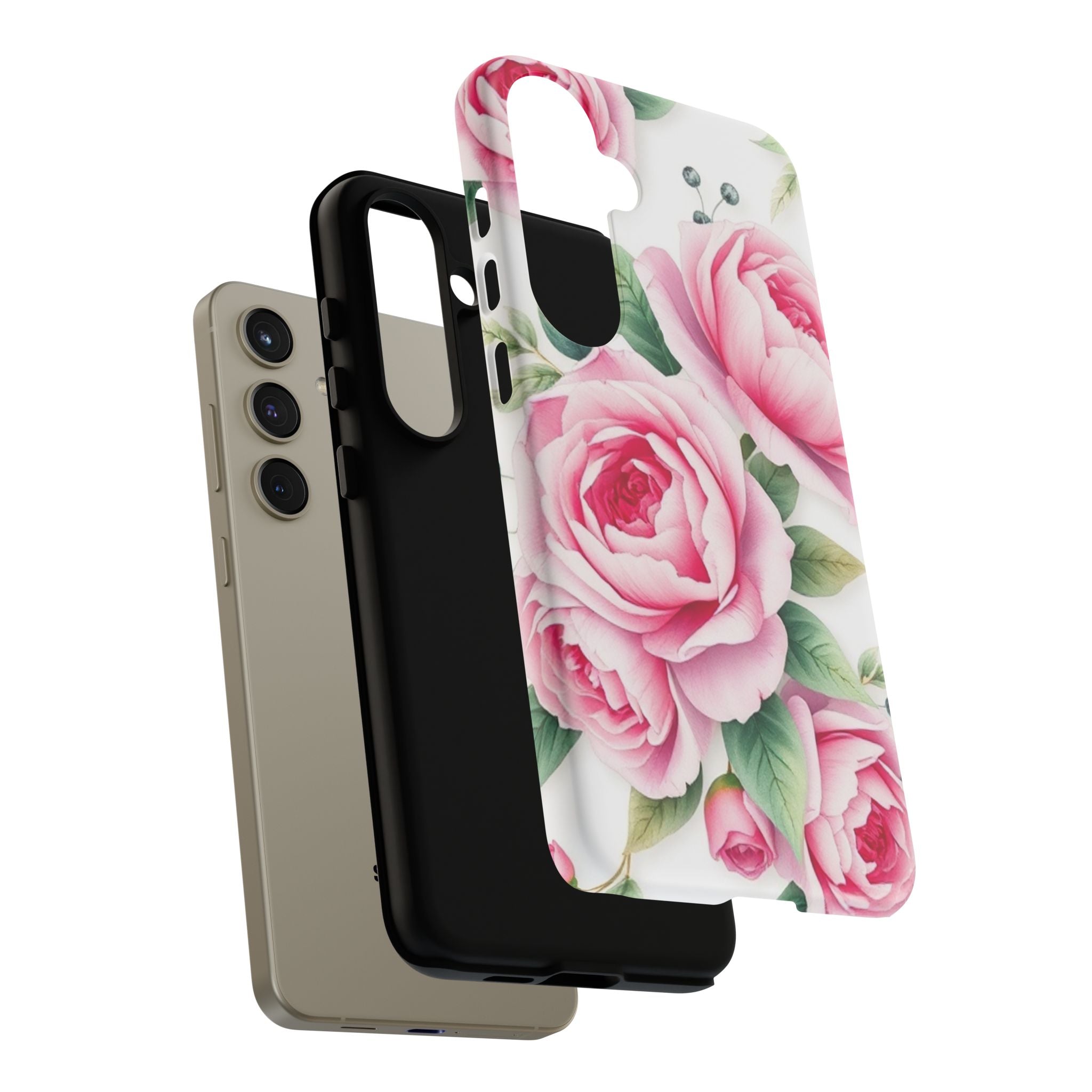 Android OR iPhone Compatible Cases - Pink Flower Design - Unique Tough Cases