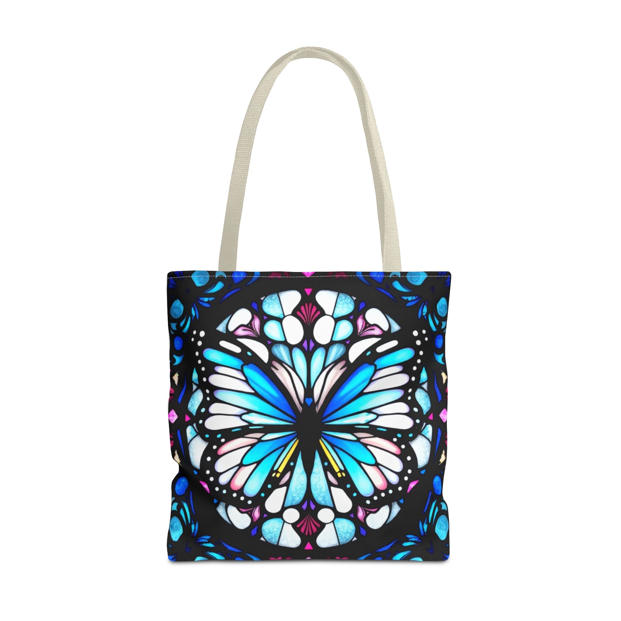 Colorful Butterfly Stained Glass Design Tote Bag