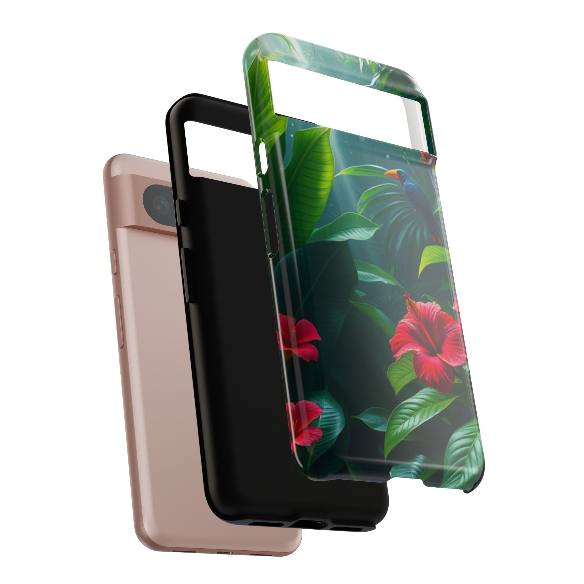 Android OR iPhone Compatible Cases - Tropical Flower & Bird Design - Unique Tough Cases
