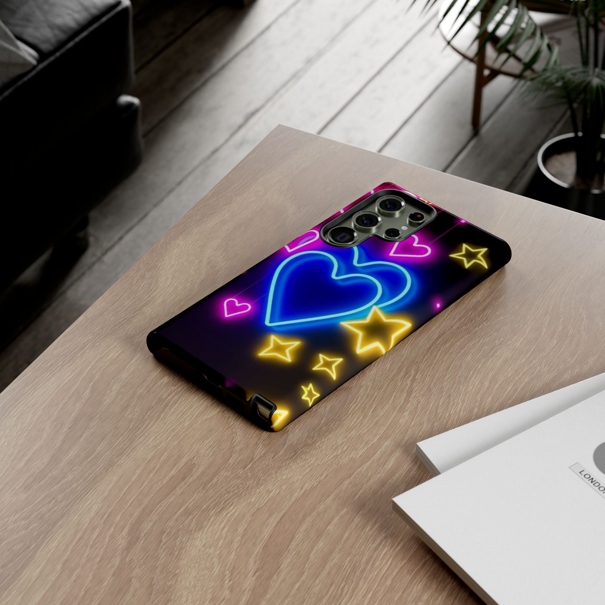 Android OR iPhone Compatible Cases - Neon Love Design - Unique Tough Cases