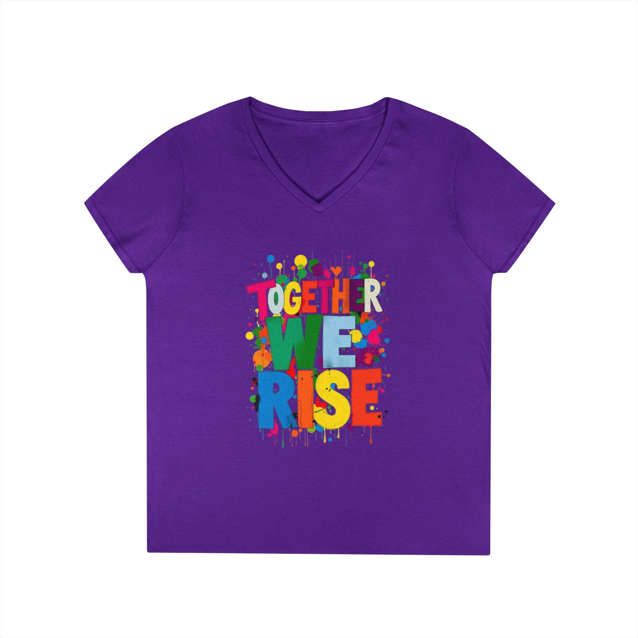 Together We Rise V-Neck T-Shirt for Empowerment