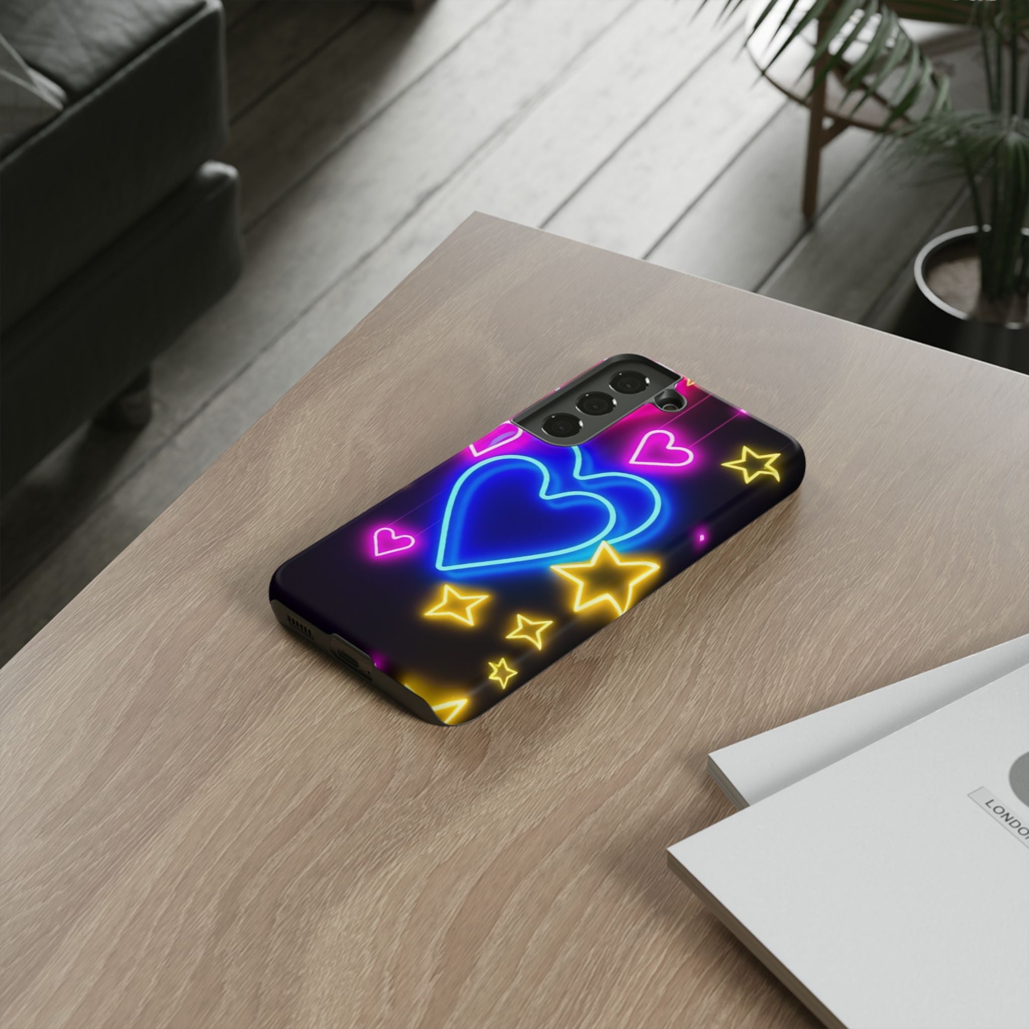 Android OR iPhone Compatible Cases - Neon Love Design - Unique Tough Cases