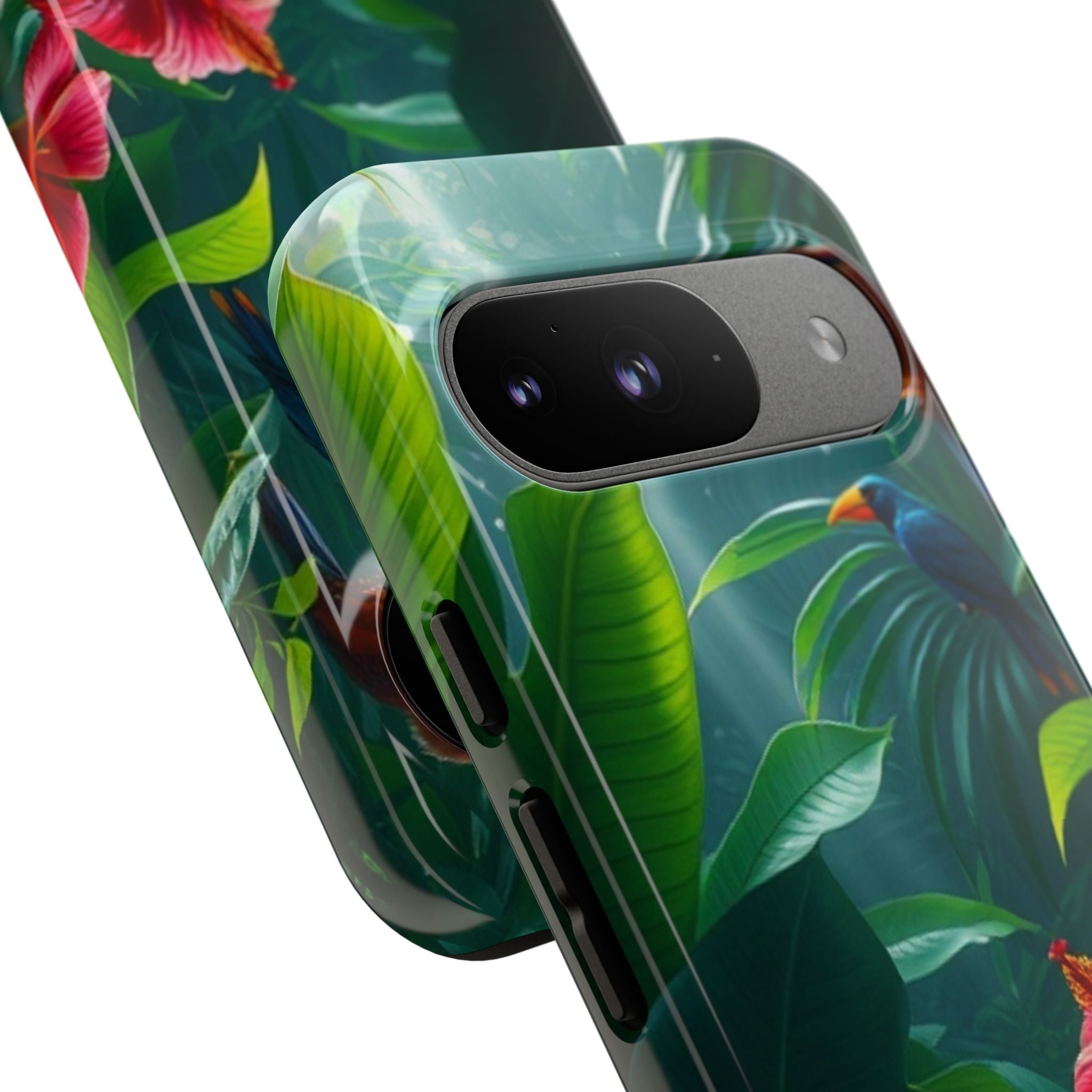 Android OR iPhone Compatible Cases - Tropical Flower & Bird Design - Unique Tough Cases