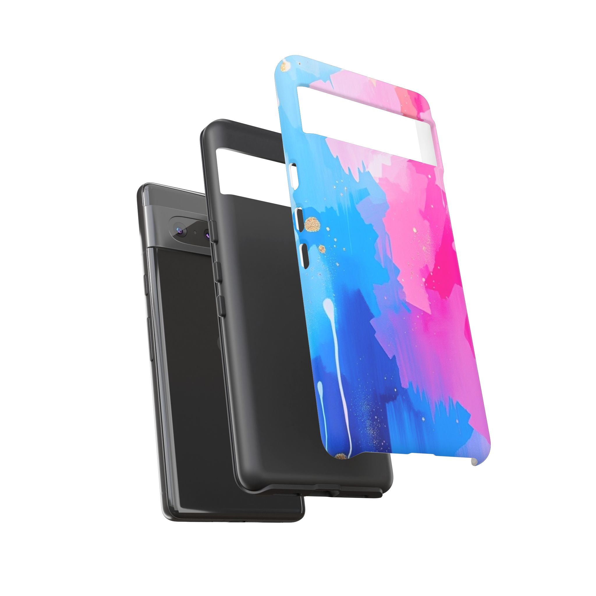 Android OR iPhone Compatible Cases - Pink and Blue Color Splash Design