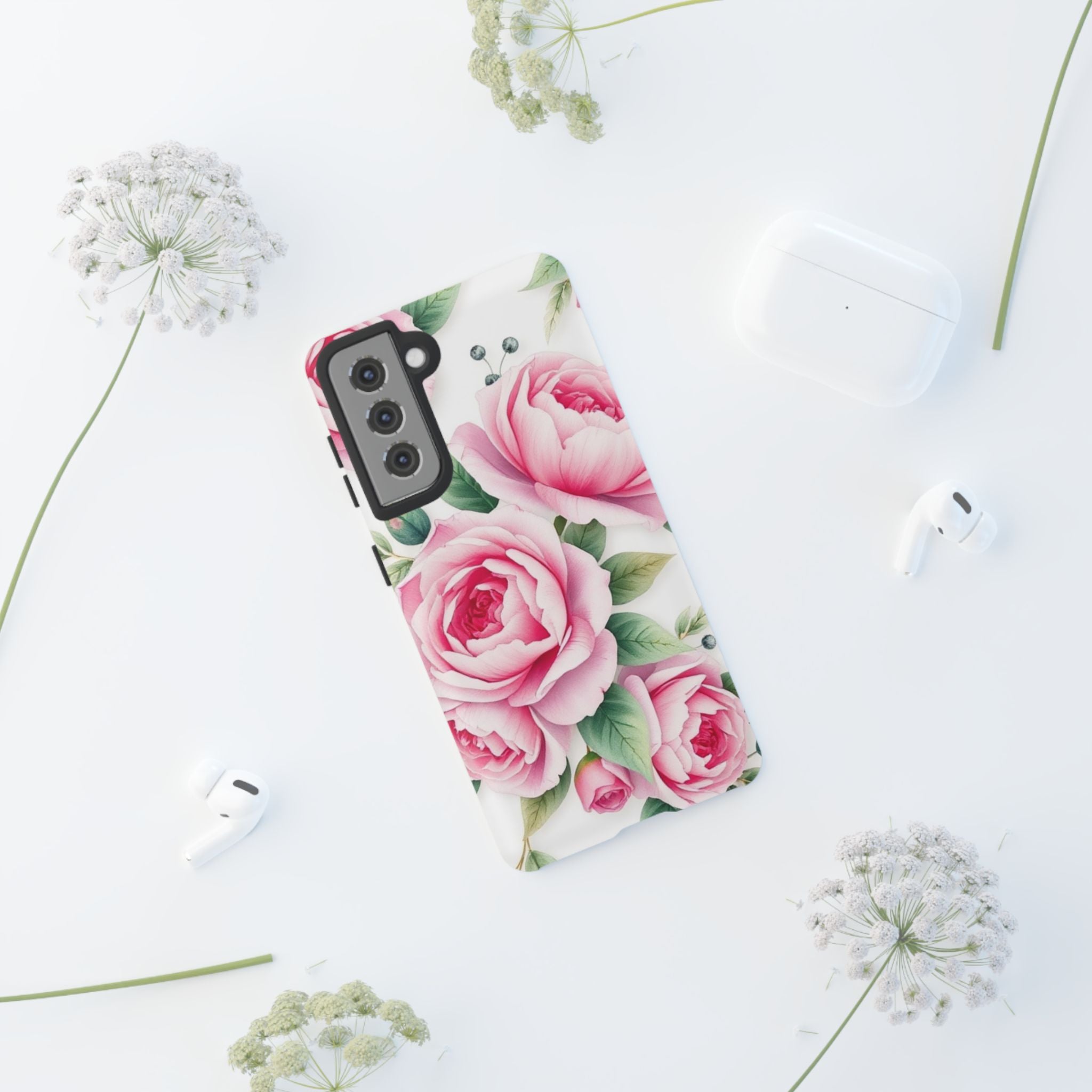 Android OR iPhone Compatible Cases - Pink Flower Design - Unique Tough Cases