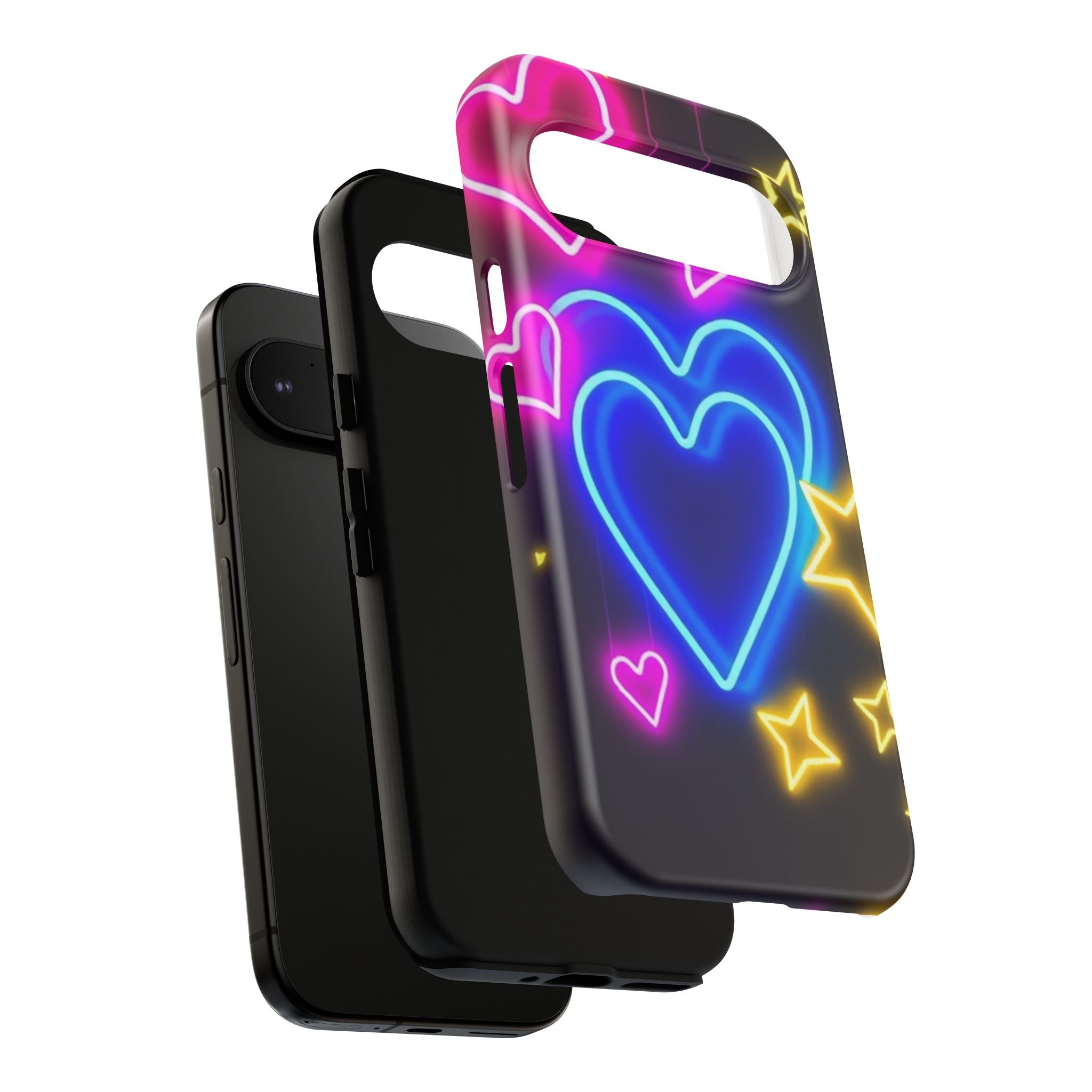 Android OR iPhone Compatible Cases - Neon Love Design - Unique Tough Cases