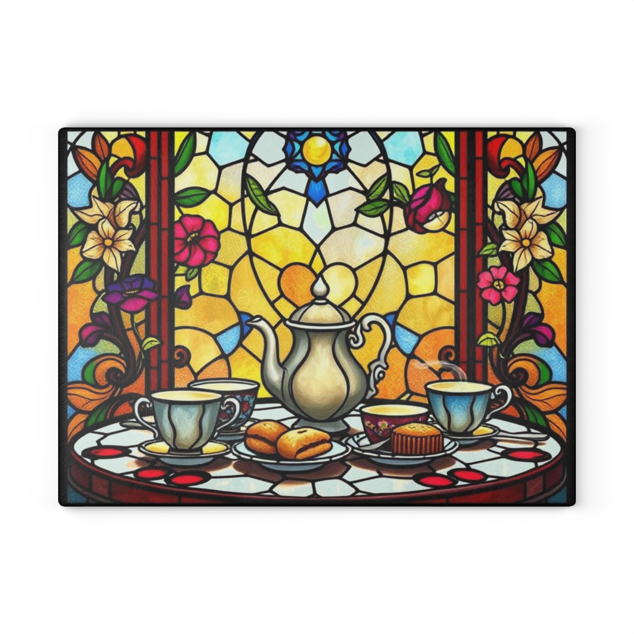 Artistic Stained Glass Cutting Board - Elegant Kitchen Decor for Tea Lovers