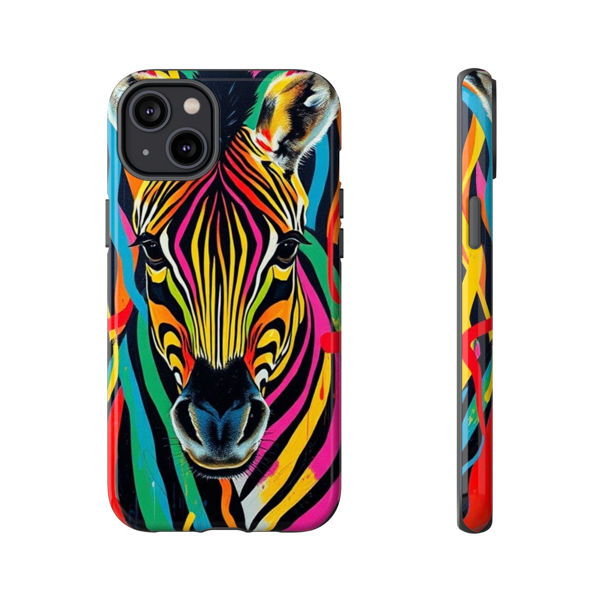 Android OR iPhone Compatible Cases - Rainbow Zebra Design - Unique Tough Cases