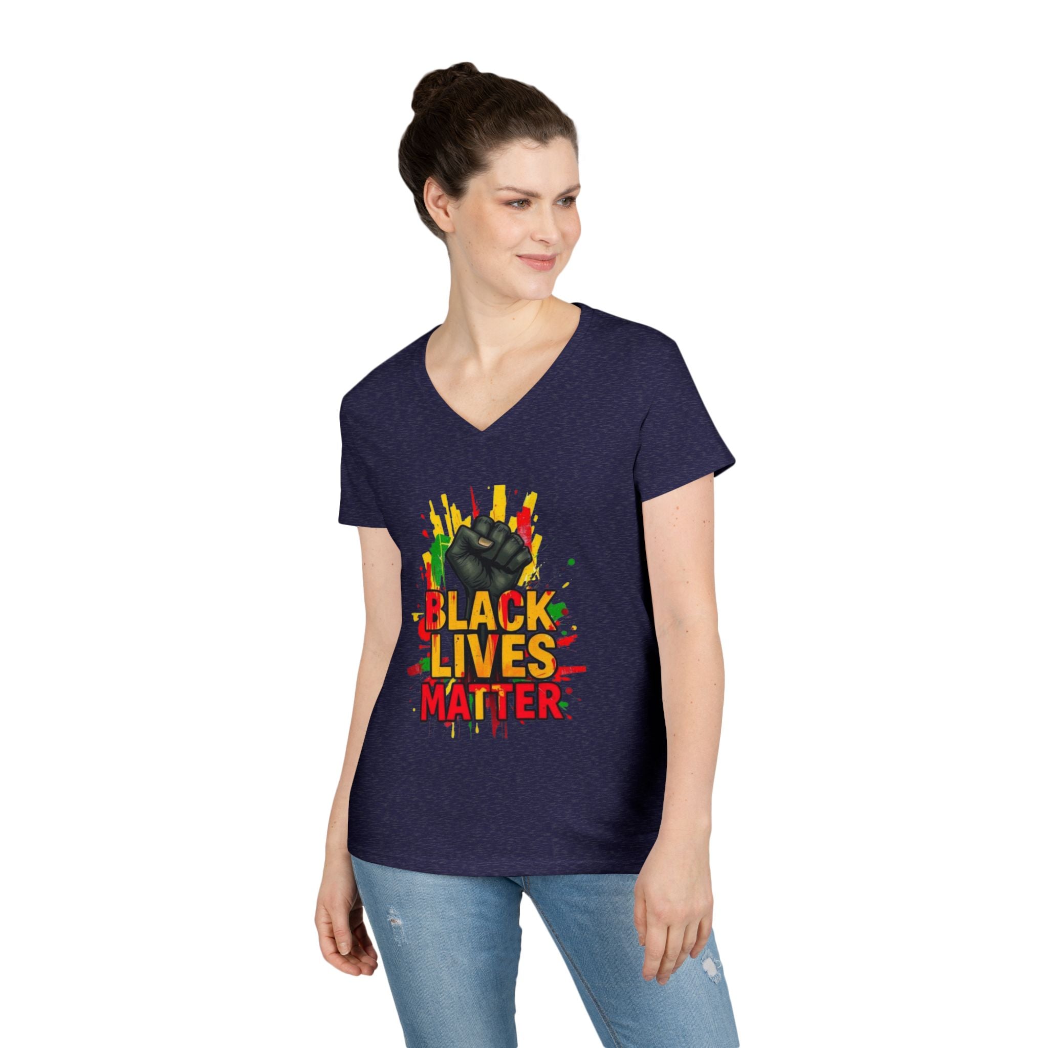 Empowering Ladies' V-Neck T-Shirt | Black Lives Matter Design