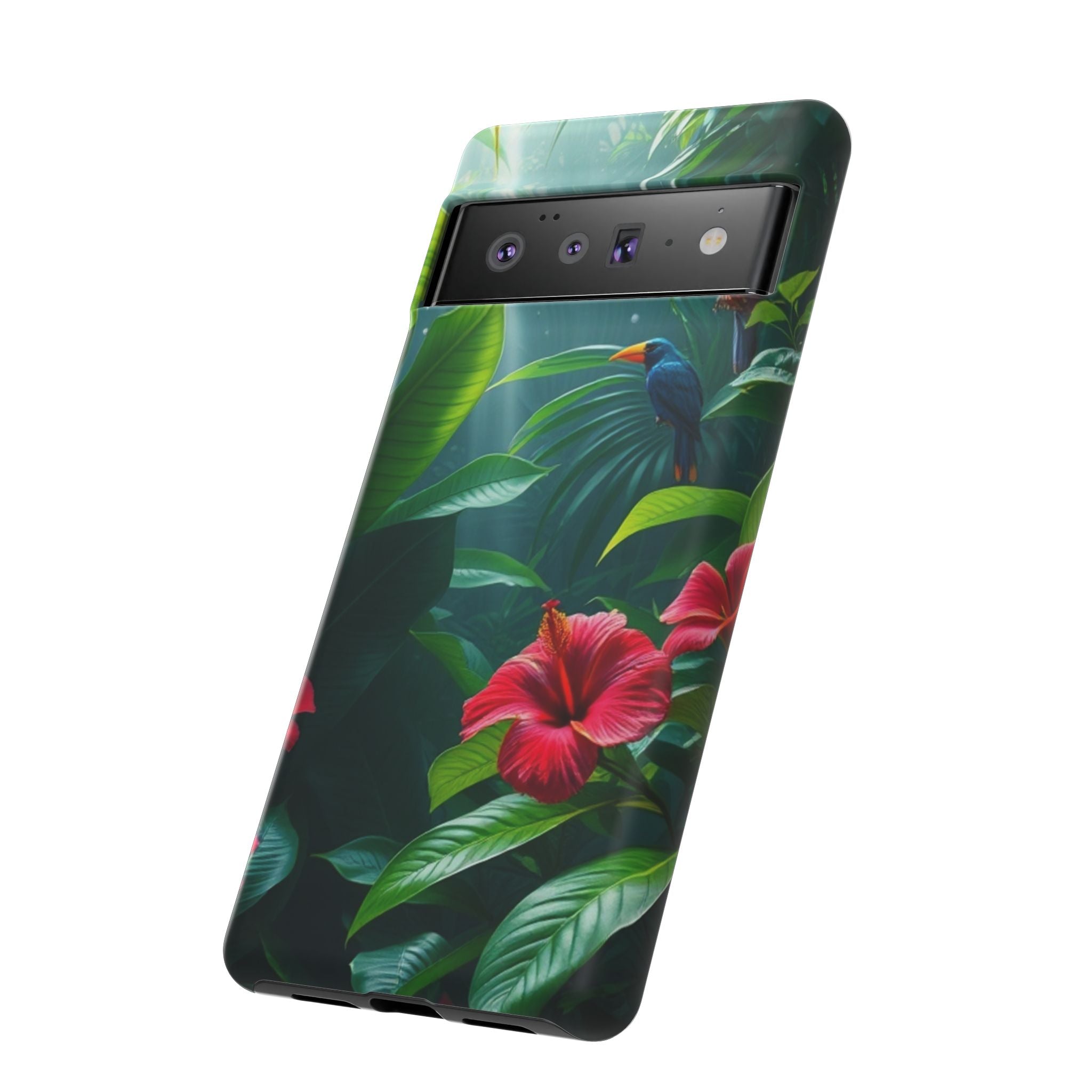 Android OR iPhone Compatible Cases - Tropical Flower & Bird Design - Unique Tough Cases