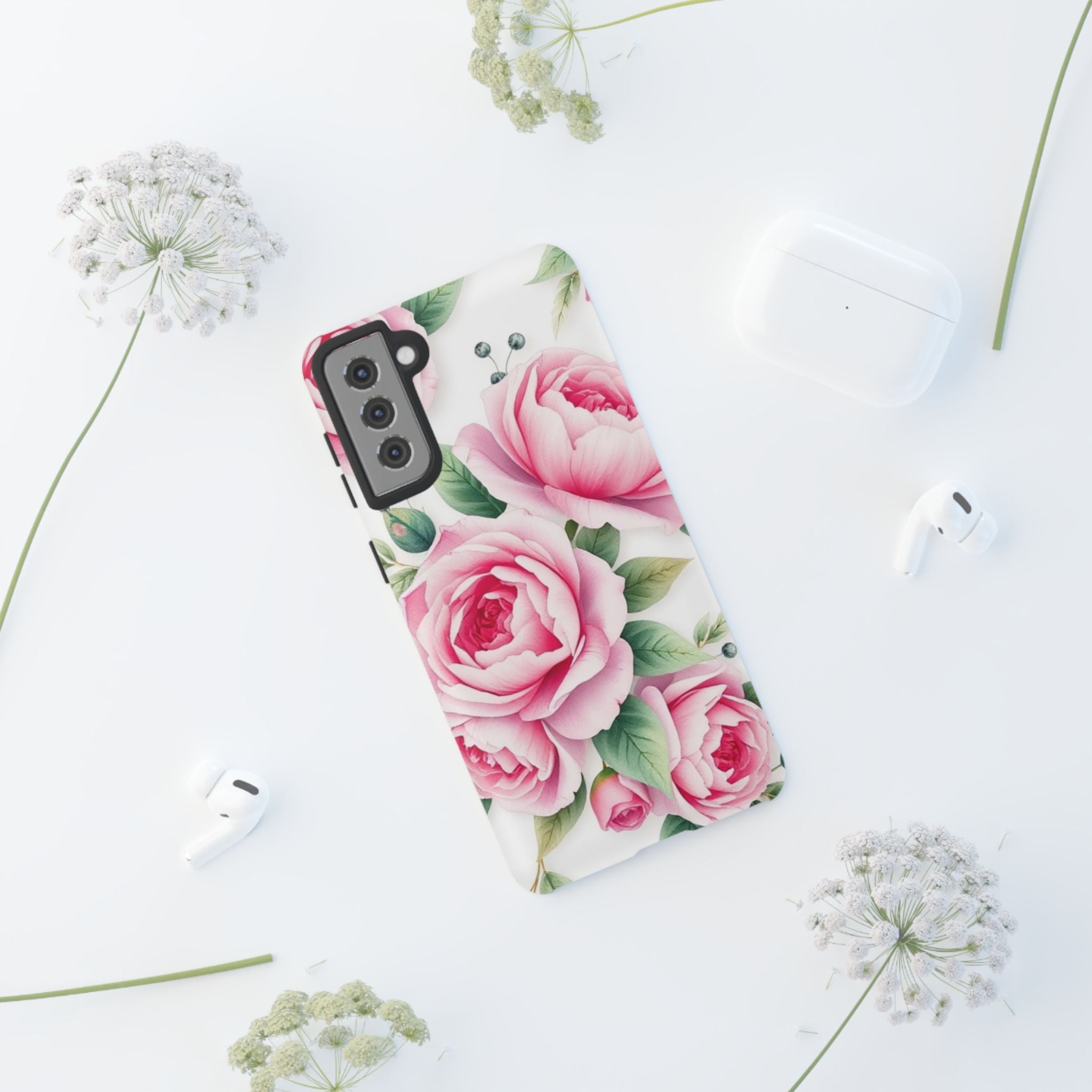 Android OR iPhone Compatible Cases - Pink Flower Design - Unique Tough Cases