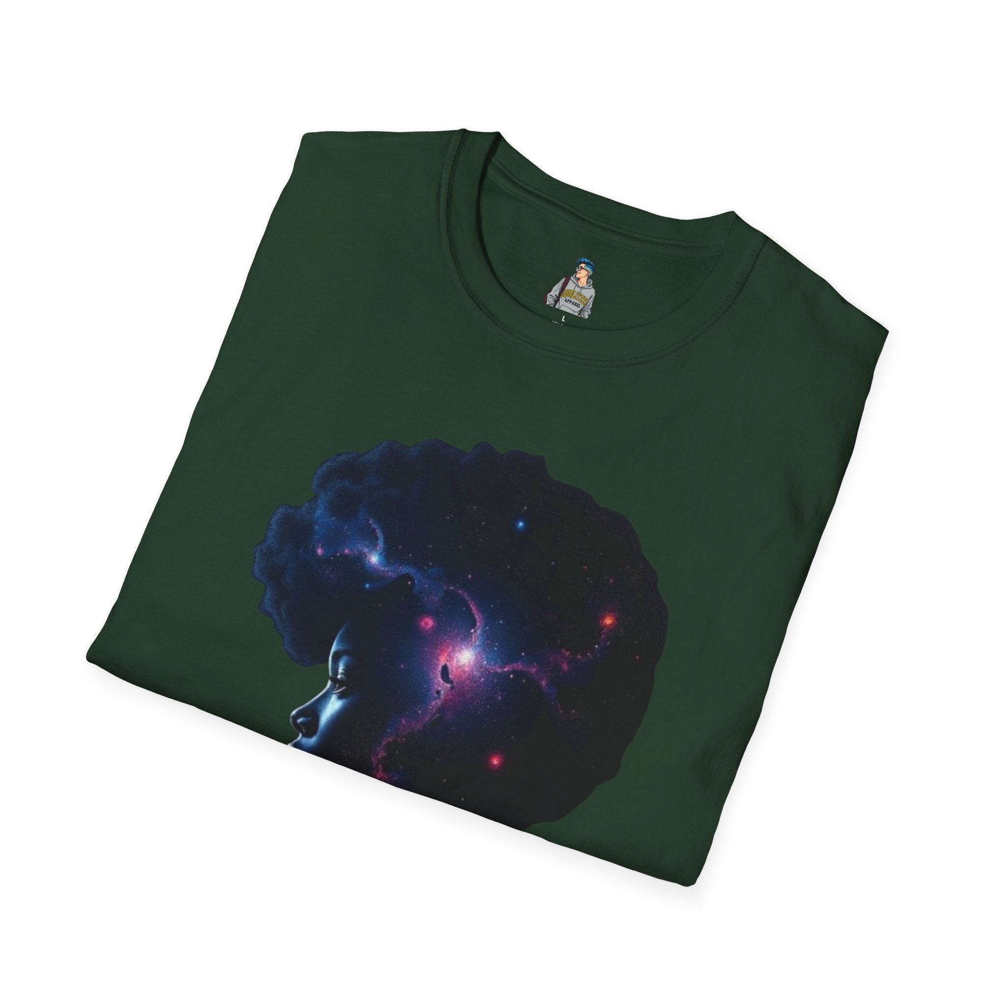 Black Universe Female Silhouette Unisex Softstyle T-Shirt - Celebrate Black Culture