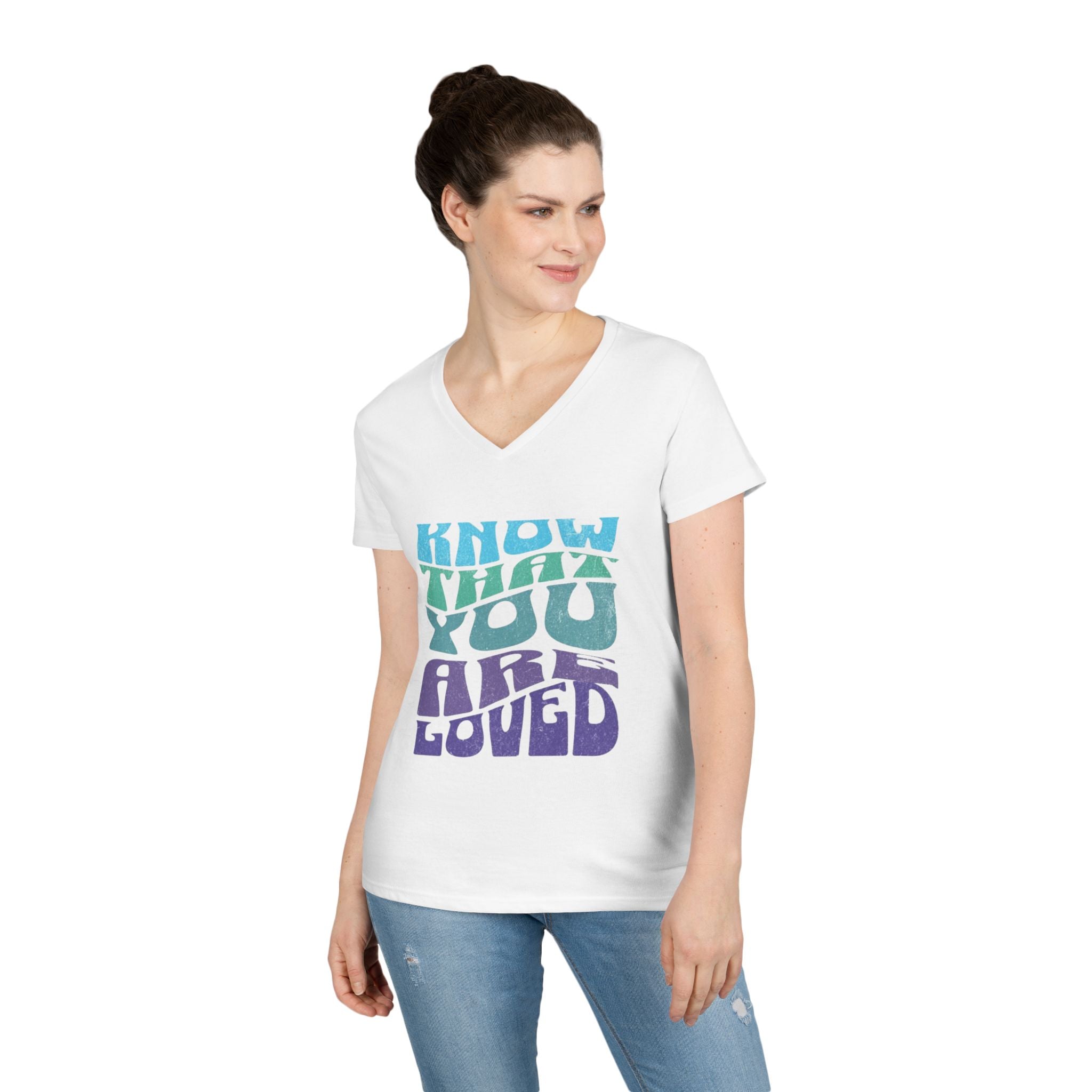 V-Neck T-Shirt - Know That You Are Loved Vintage Design