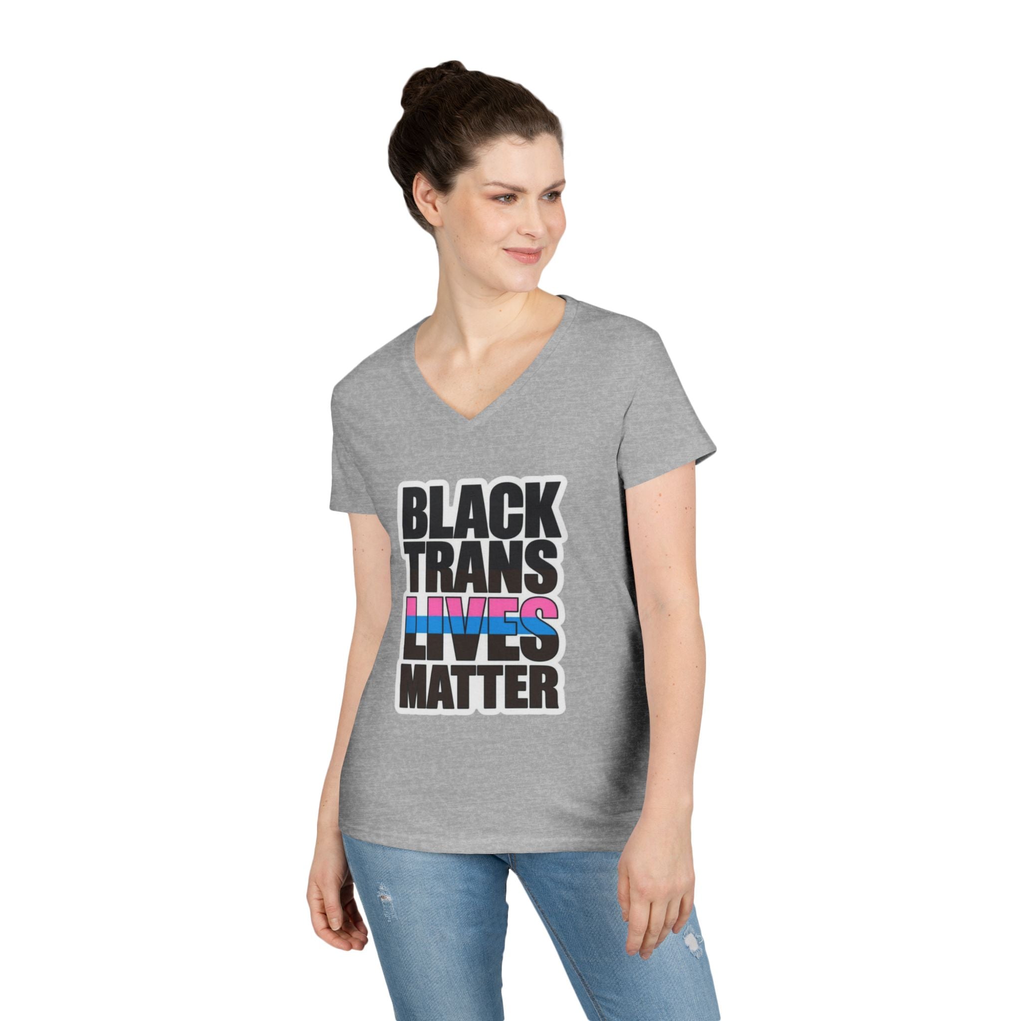 Black Trans Lives Matter V-Neck T-Shirt - Empowering Pride Apparel