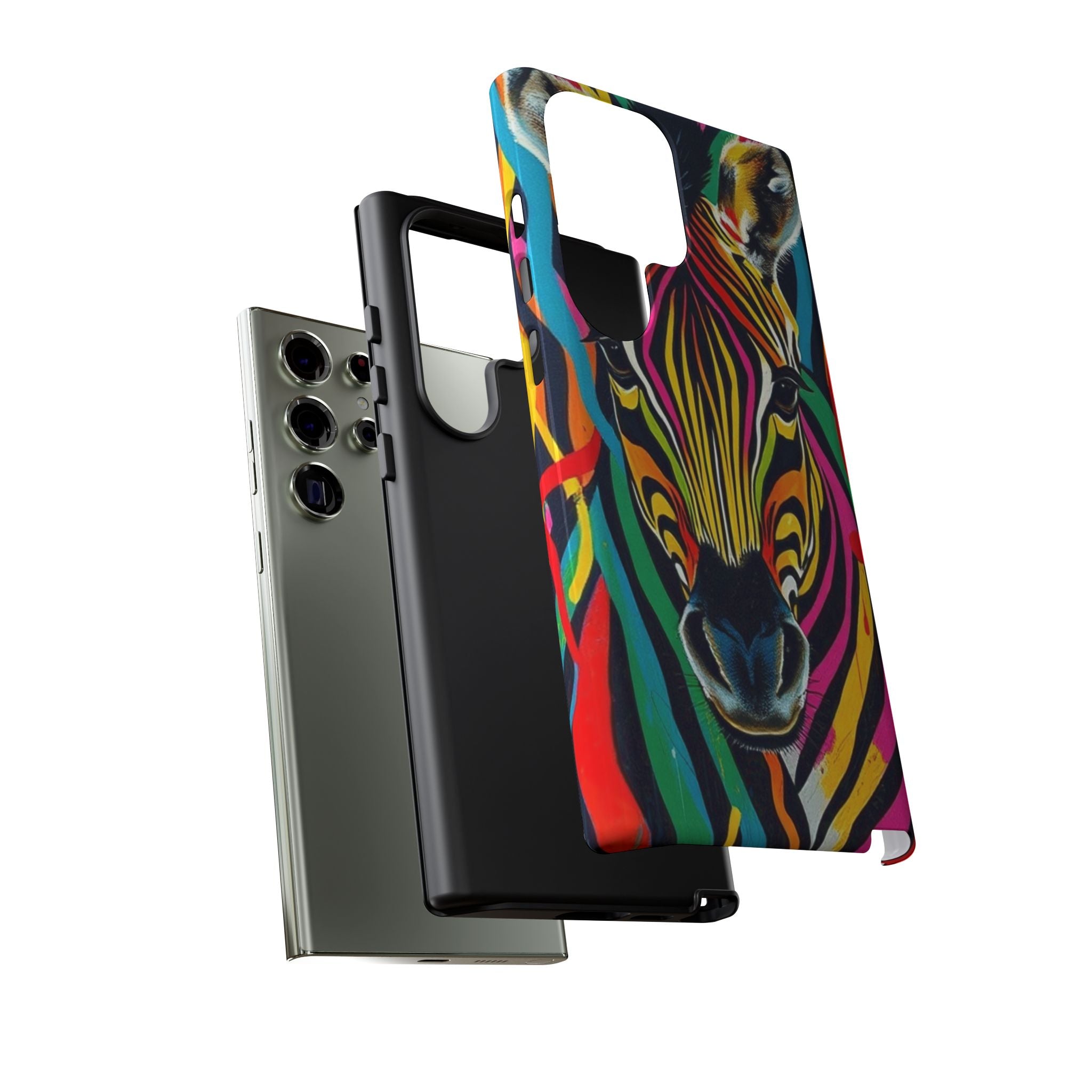Android OR iPhone Compatible Cases - Rainbow Zebra Design - Unique Tough Cases