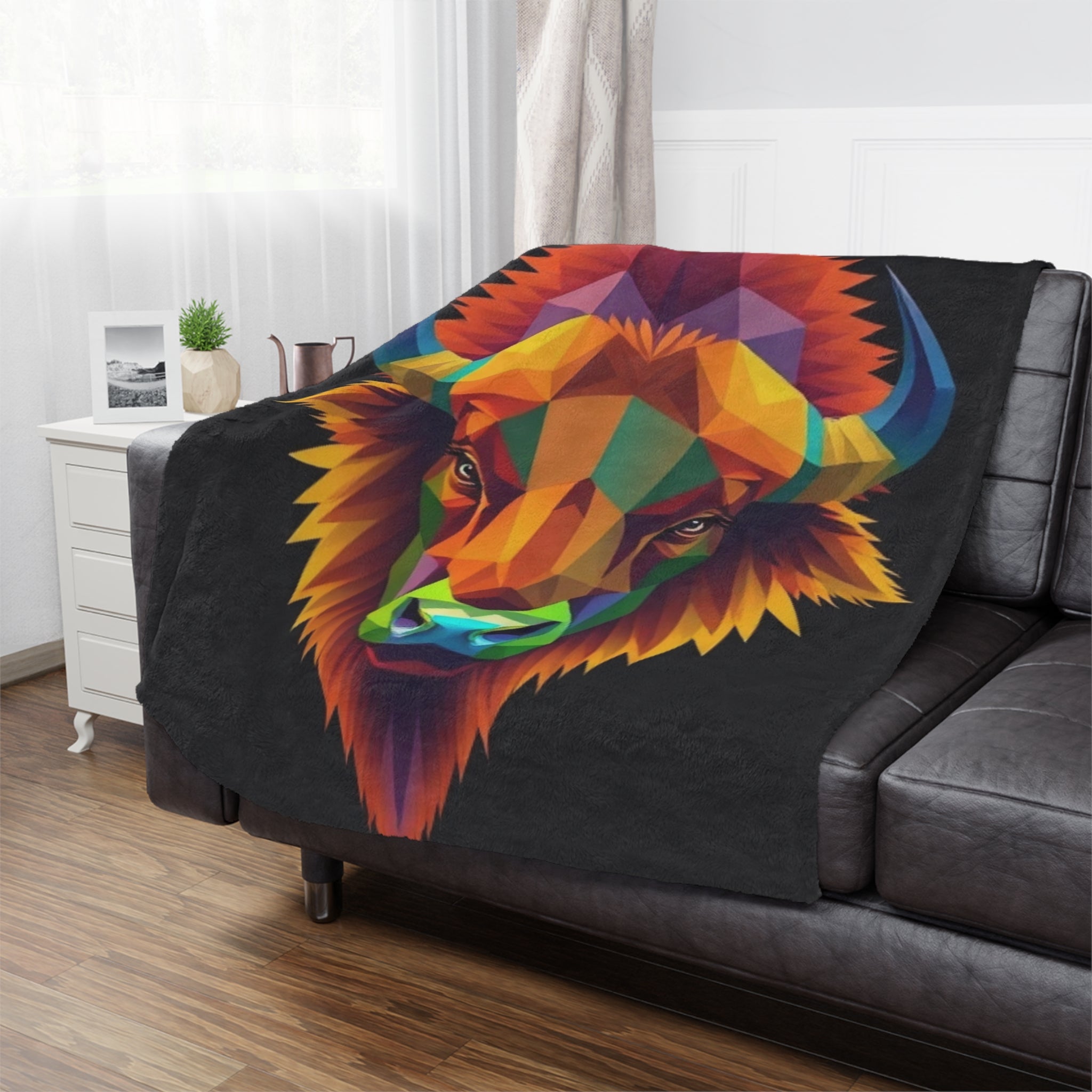 Fractal Bison Microfiber Blanket