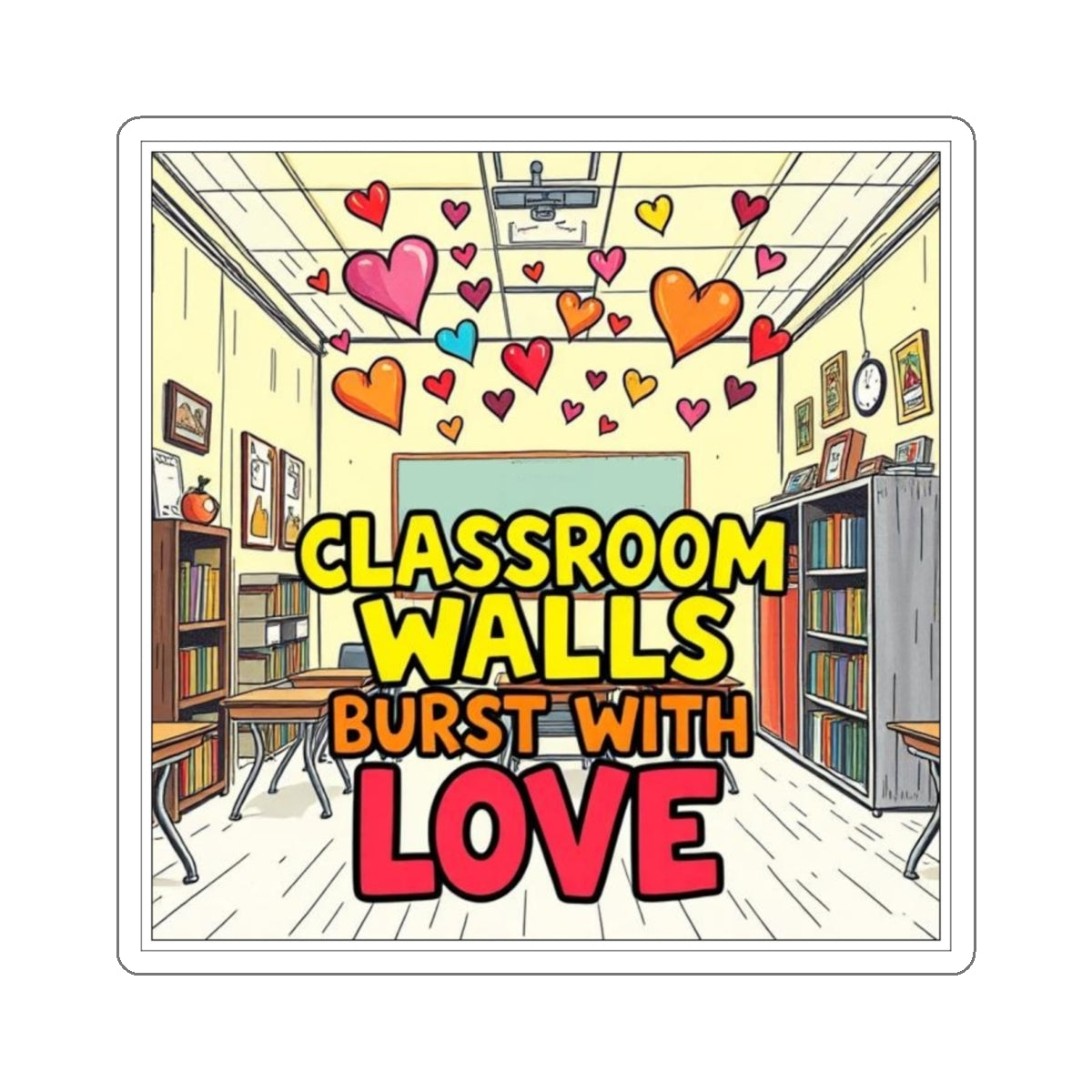 Classroom Walls Burst With Love Die-Cut Sticker - EqualiTees.Me