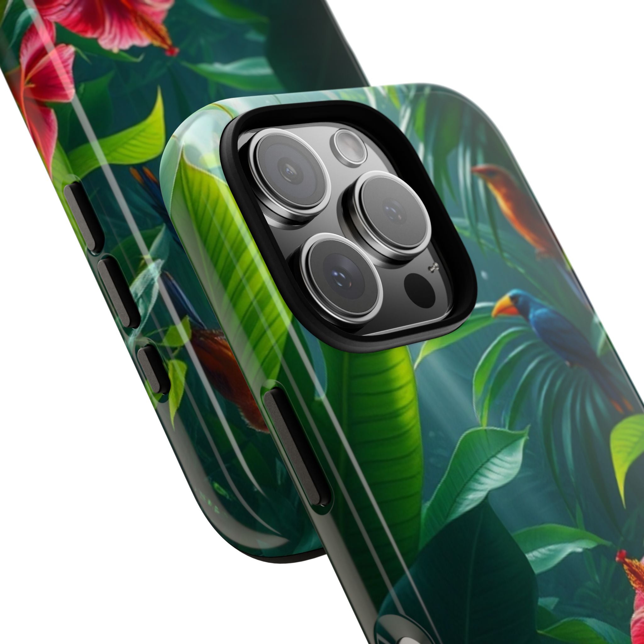 Android OR iPhone Compatible Cases - Tropical Flower & Bird Design - Unique Tough Cases