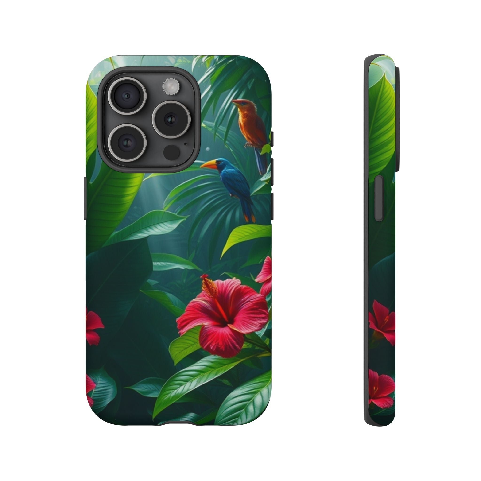 Android OR iPhone Compatible Cases - Tropical Flower & Bird Design - Unique Tough Cases