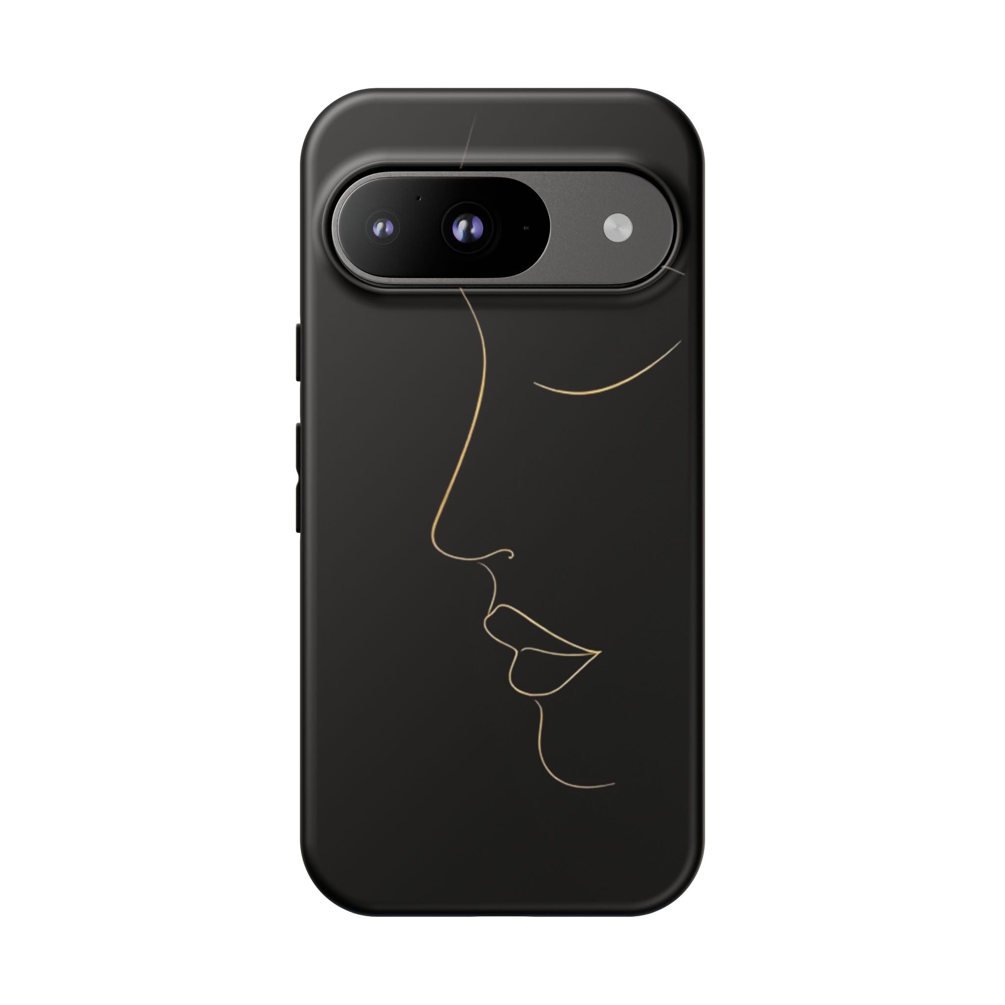 Android OR iPhone Compatible Cases - Gold Line Face Design - Unique Tough Cases