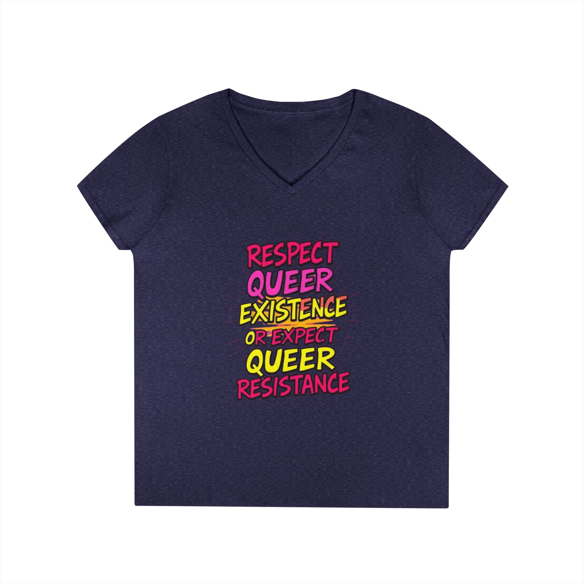 Respect Queer Existence V-Neck T-Shirt for Pride and Equality