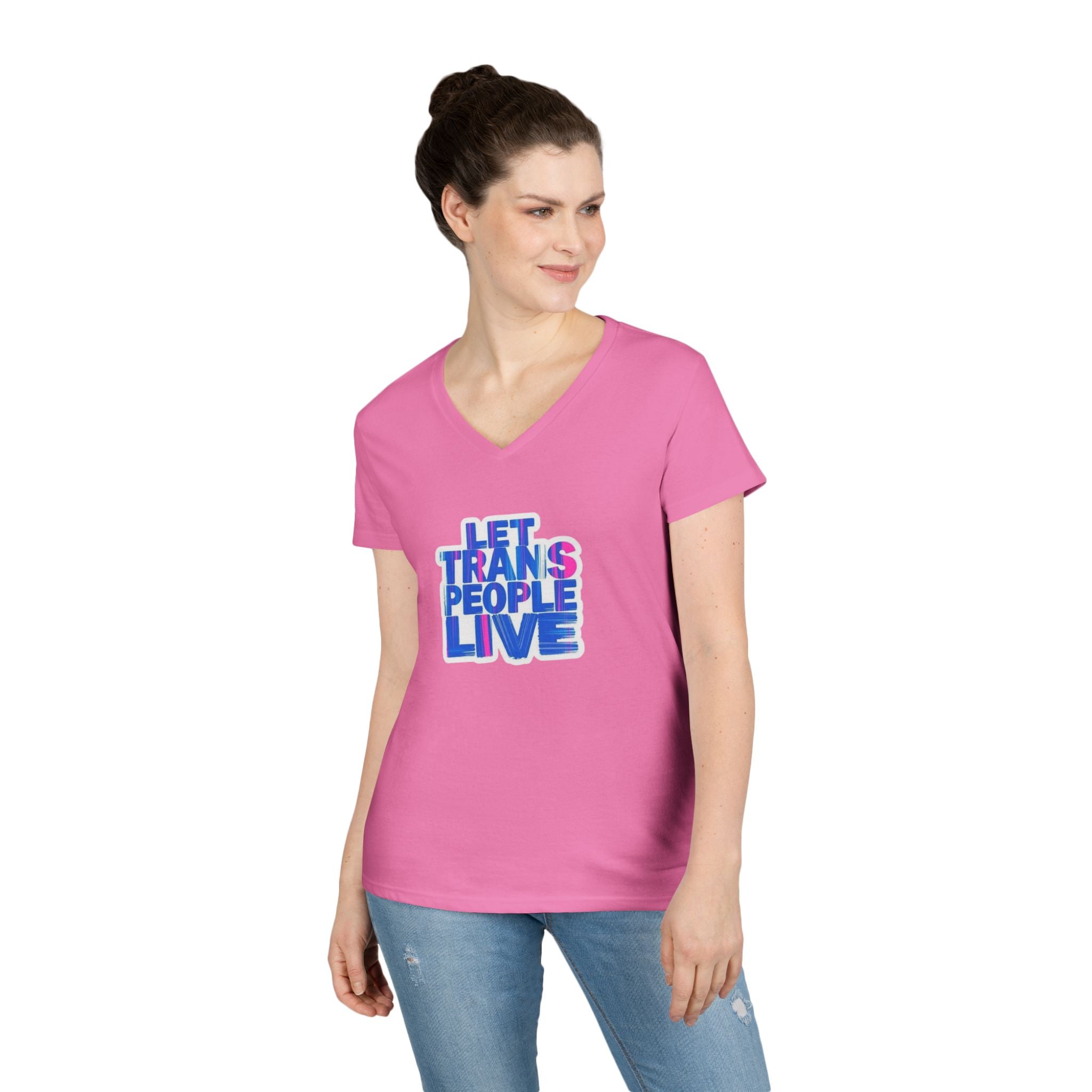 V-Neck T-Shirt Let Trans People Live Protest Design